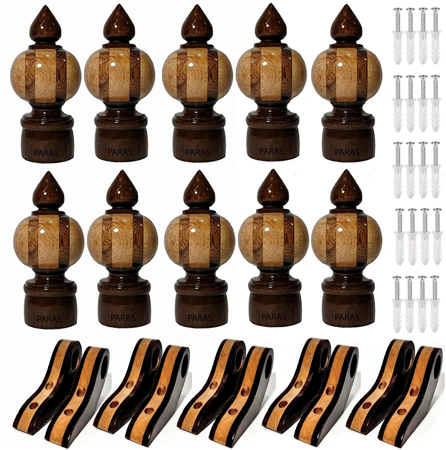 Image of Paras Beige, Brown Curtain Knobs, Rod Rail Bracket, Curtain Hooks, Curtain Rods, Curtain Rings Metal