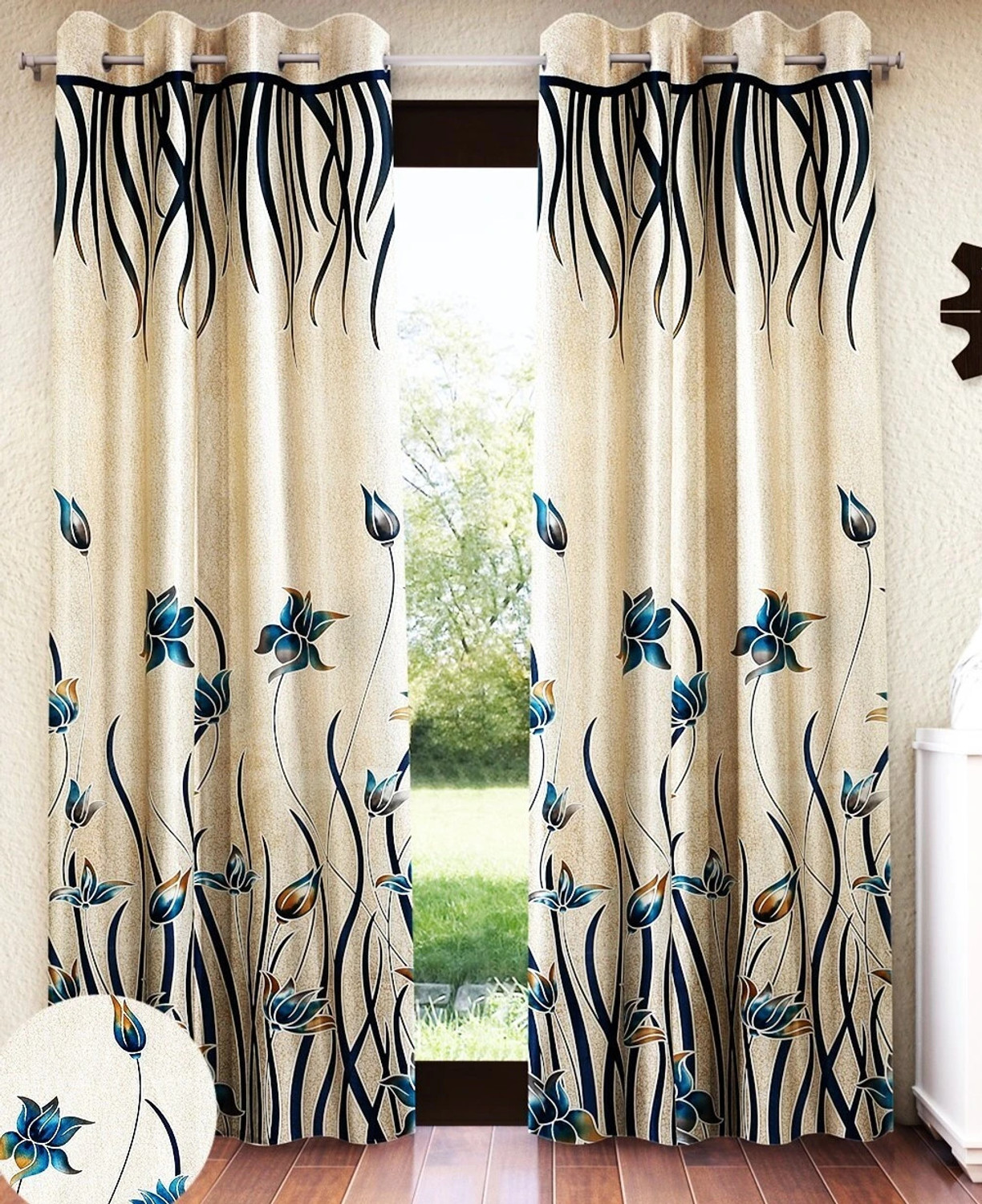 Image of Home Sizzler 213 cm (7 ft) Door Polyester Semi Transparent Curtain (Pack Of 2)
