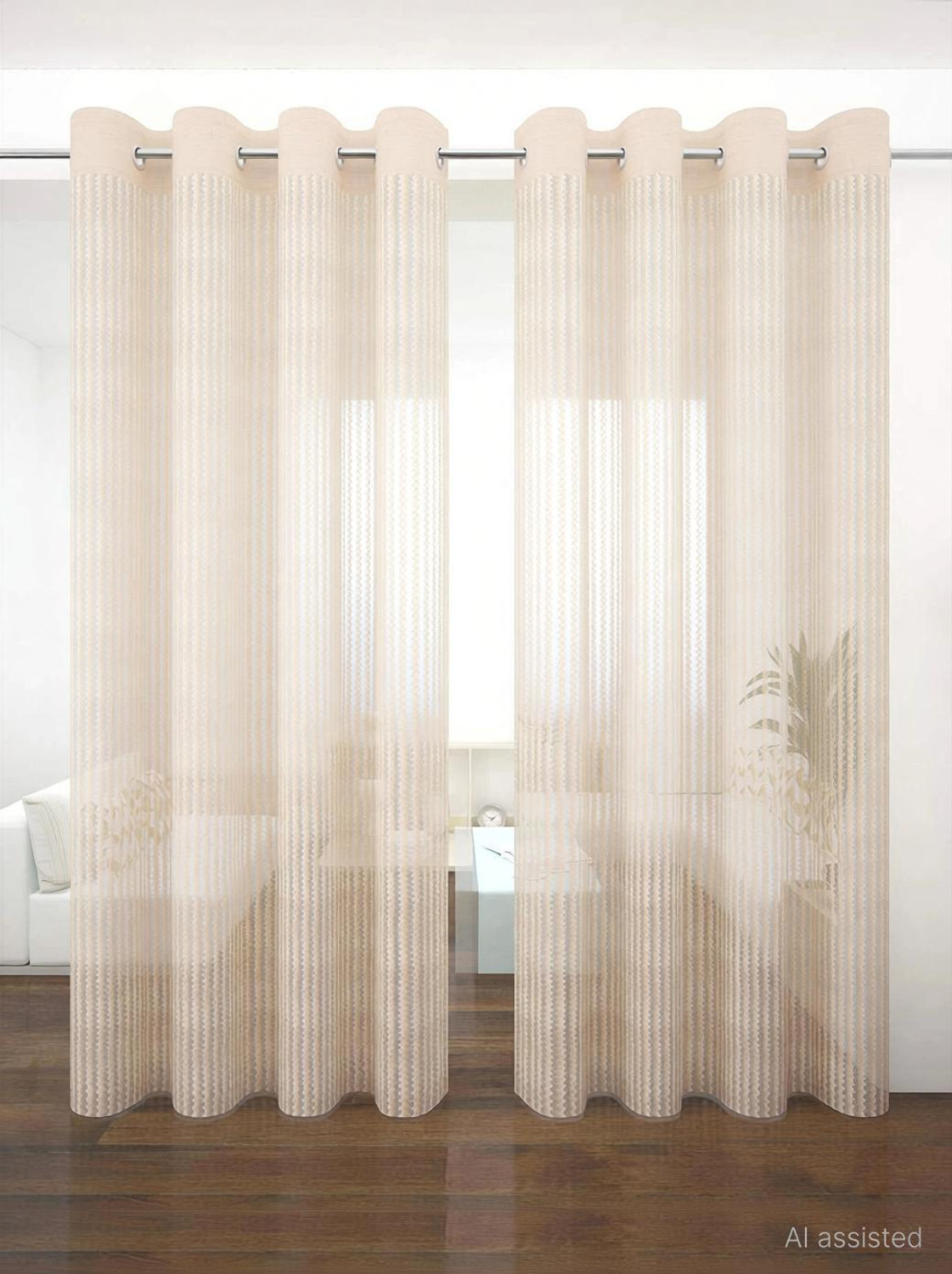 Image of BANAVY 275 cm (9 ft) Long Door Tissue, Net Semi Transparent Curtain (Pack Of 2)