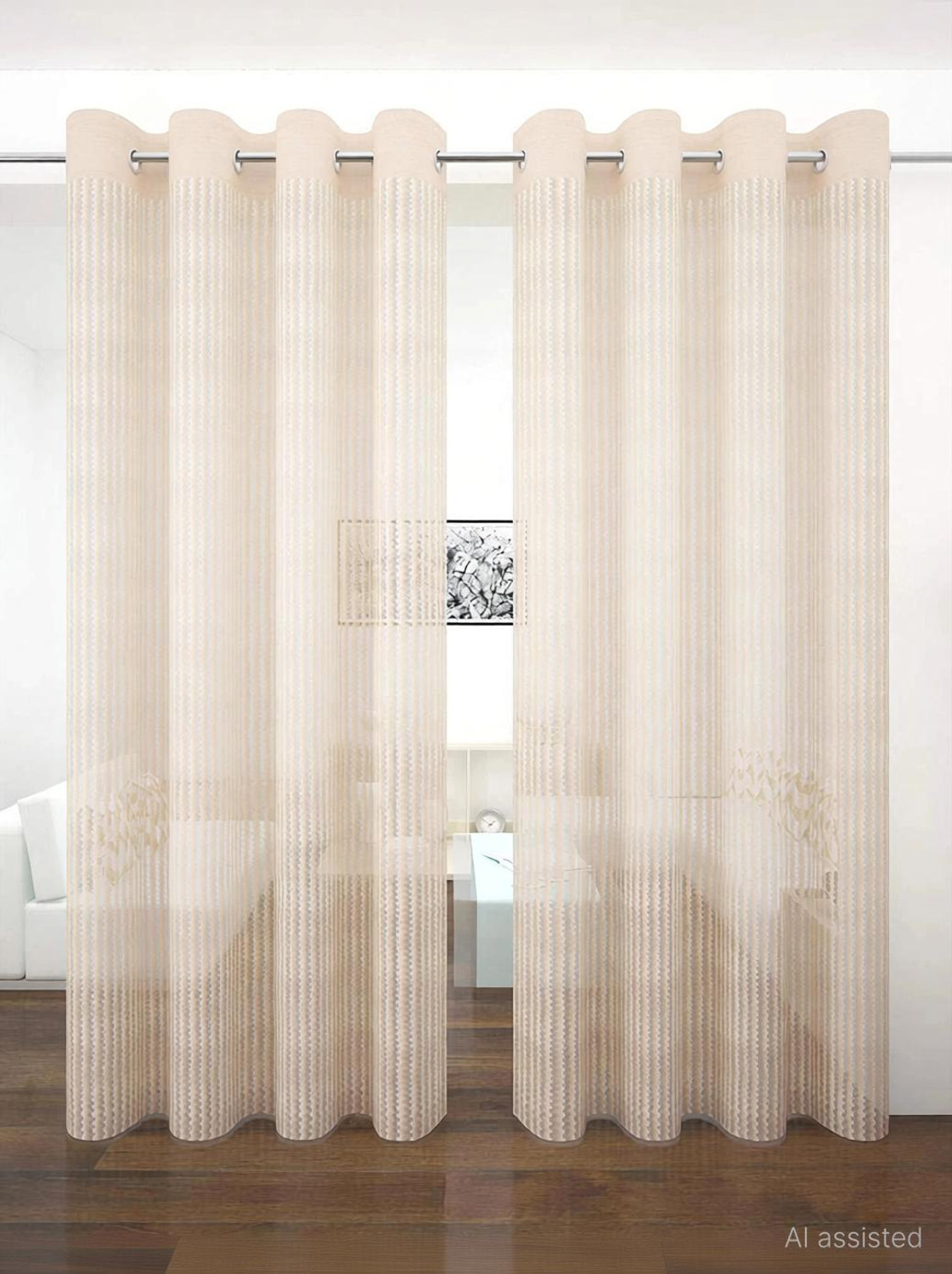 Image of BANAVY 275 cm (9 ft) Long Door Tissue, Net Semi Transparent Curtain (Pack Of 2)