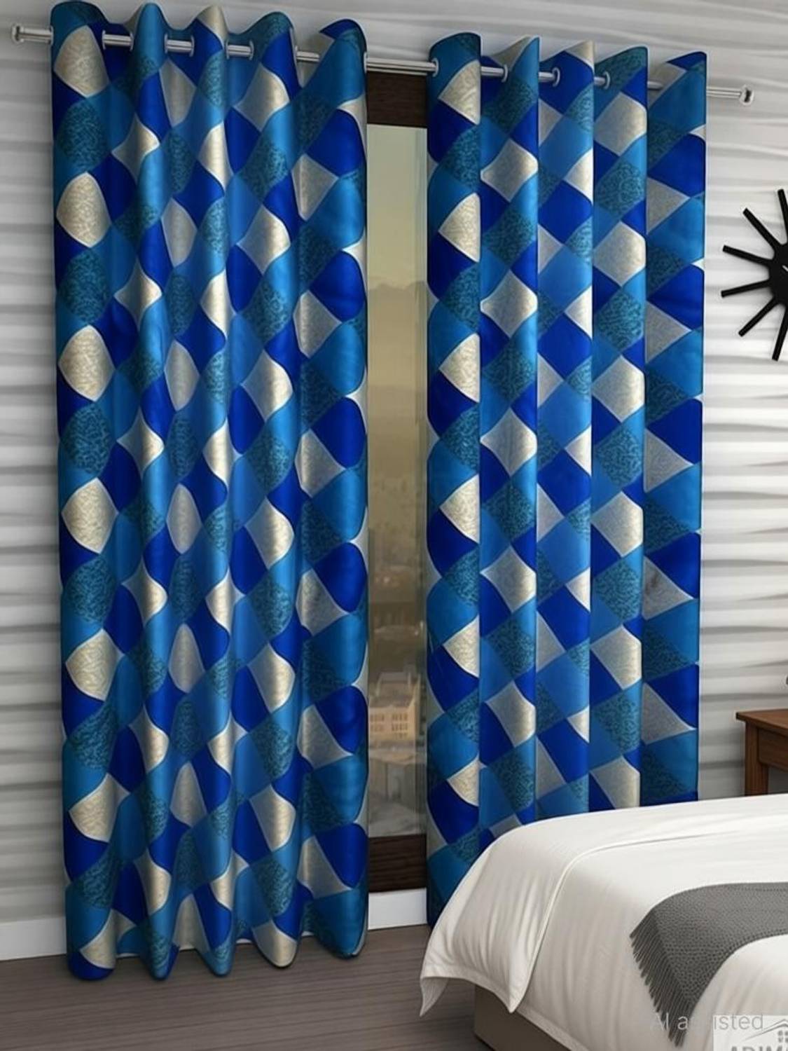 Adimanav 213.36 cm (7 ft) Door Polyester Semi Transparent Curtain (Pack Of 2)