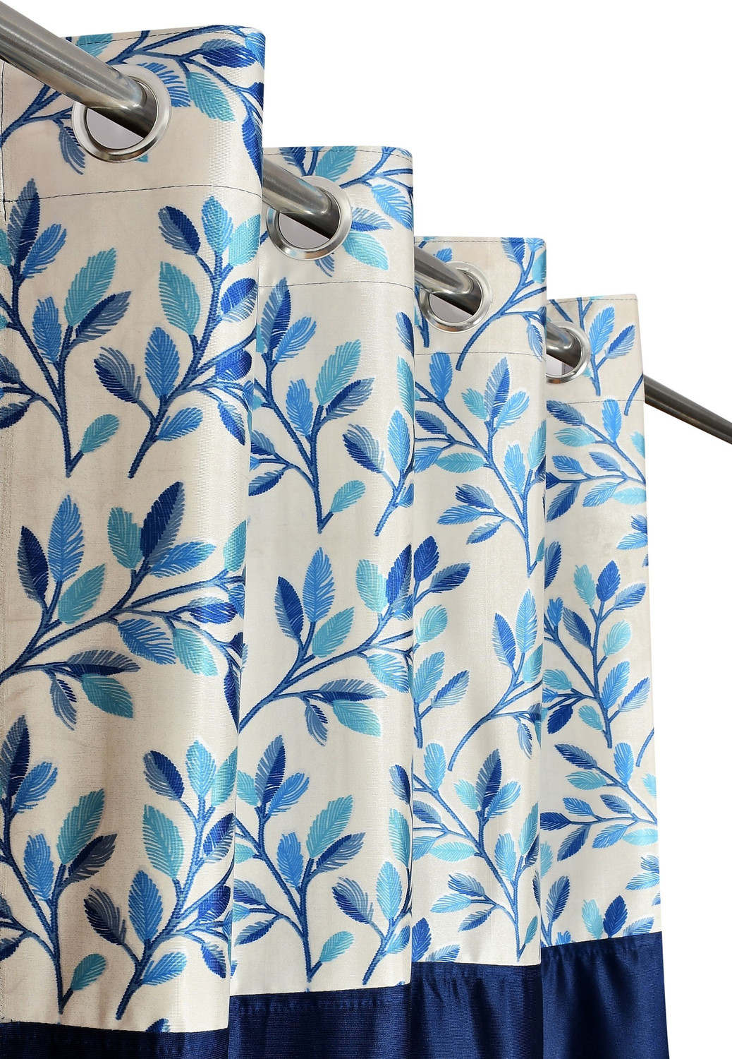 Image of Homefab India 213.36 cm (7 ft) Door Polyester Room Darkening Curtain (Pack Of 2) (Navy, Floral)
