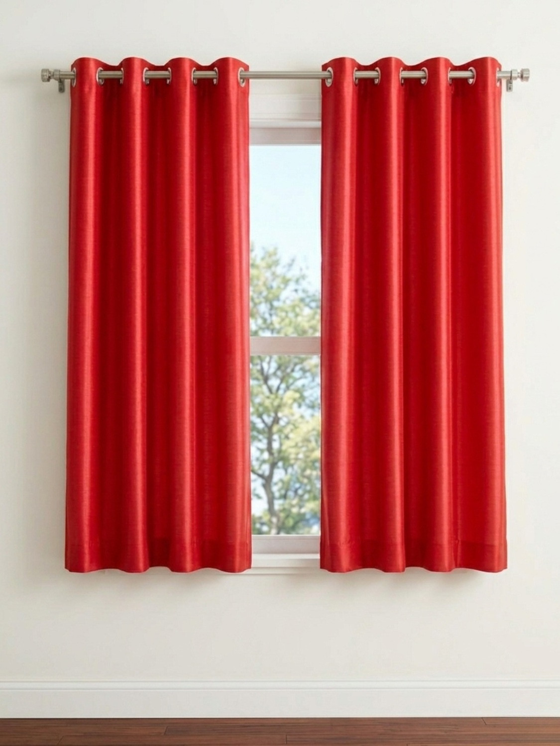Image of Kanodia Poly Fab 152.4 cm (5 ft) Window Polyester Semi Transparent Curtain (Pack Of 2)