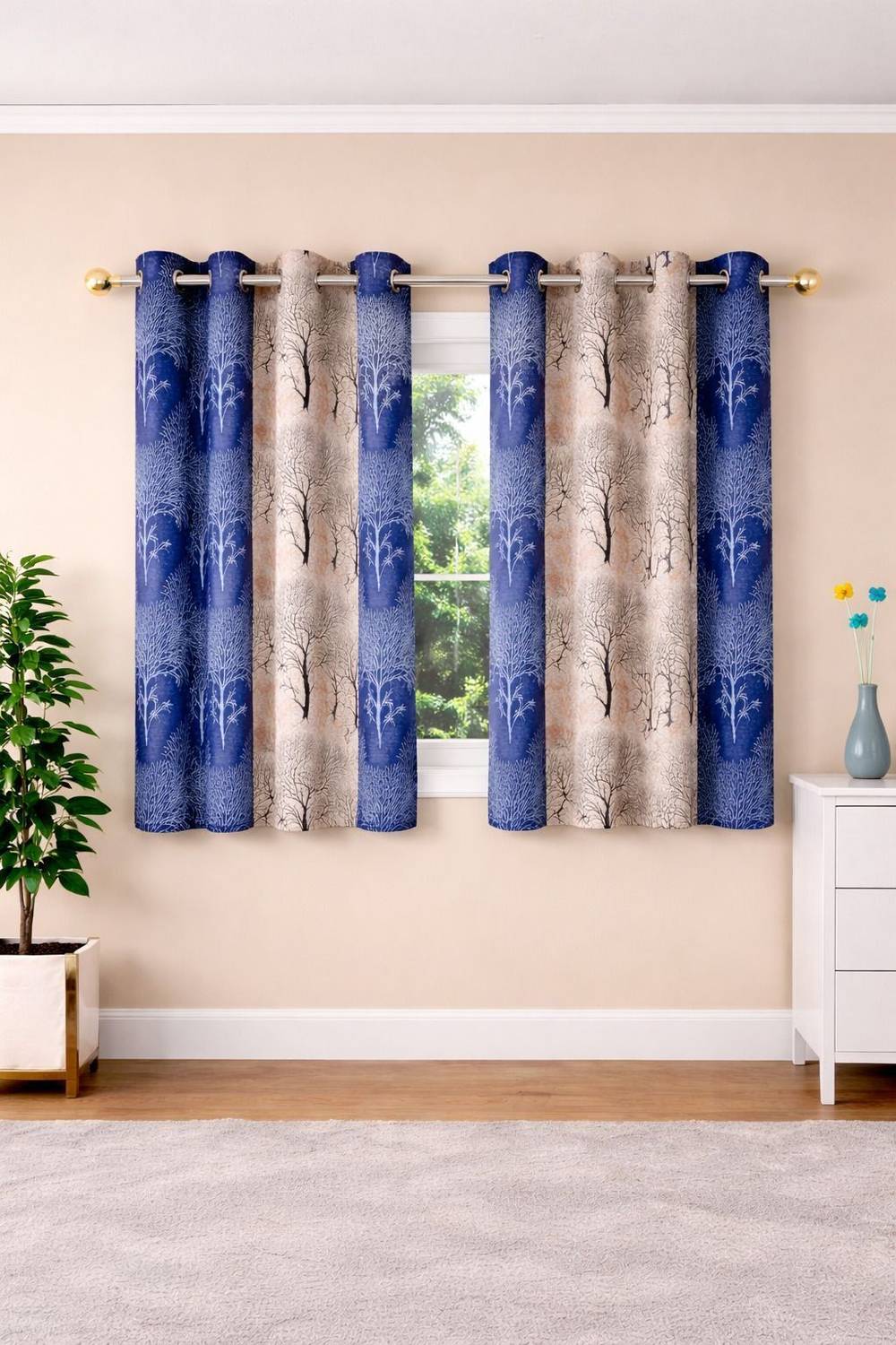 Blissful Creations 152 cm (5 ft) Window Polyester Semi Transparent Curtain (Pack Of 2)