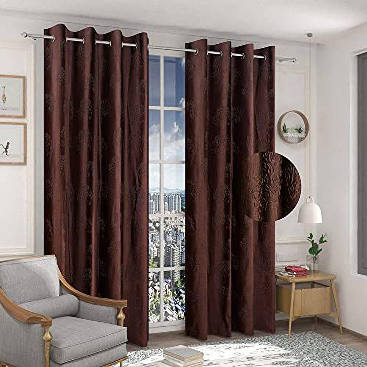 Amazingchoices 151.92 cm (5 ft) Window Polyester Room Darkening Curtain (Pack Of 2)