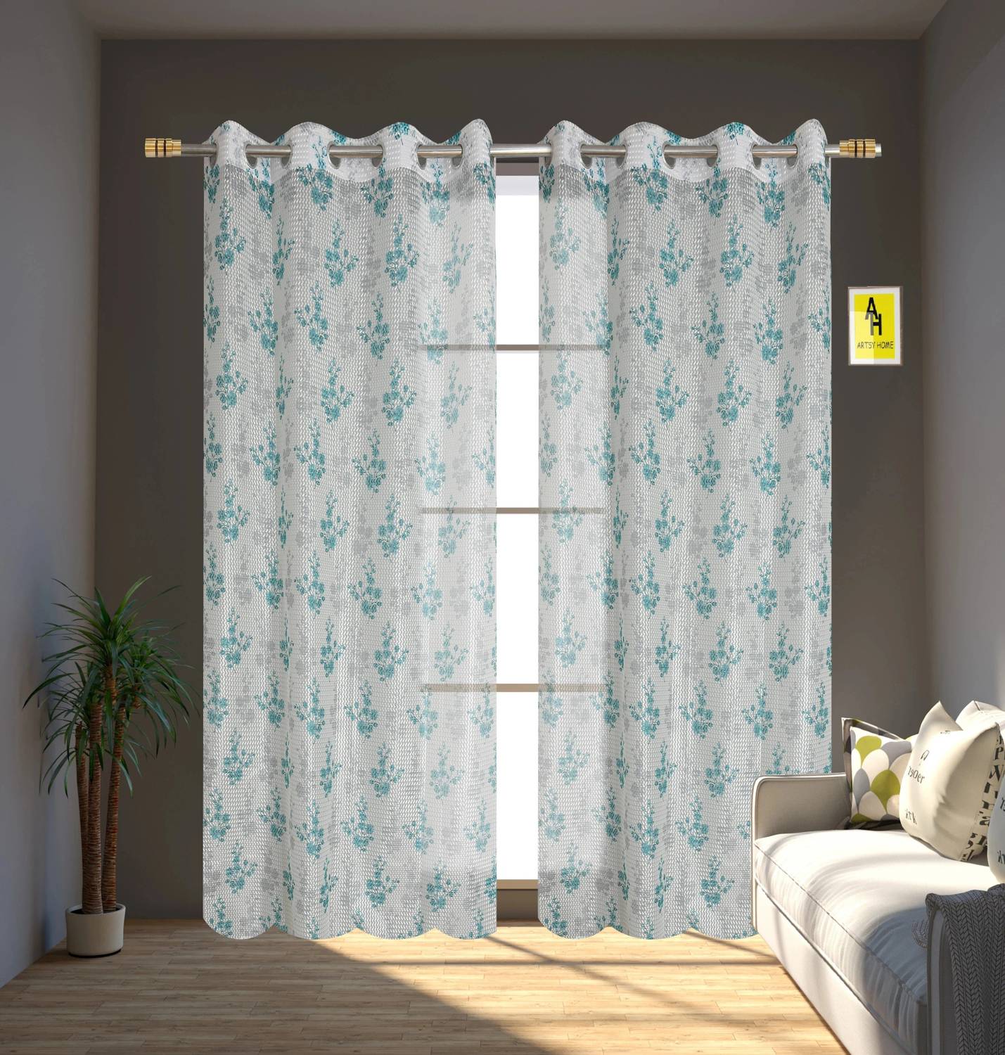 BANAVY 214 cm (7 ft) Door Tissue, Net Room Darkening Curtain (Pack Of 2)