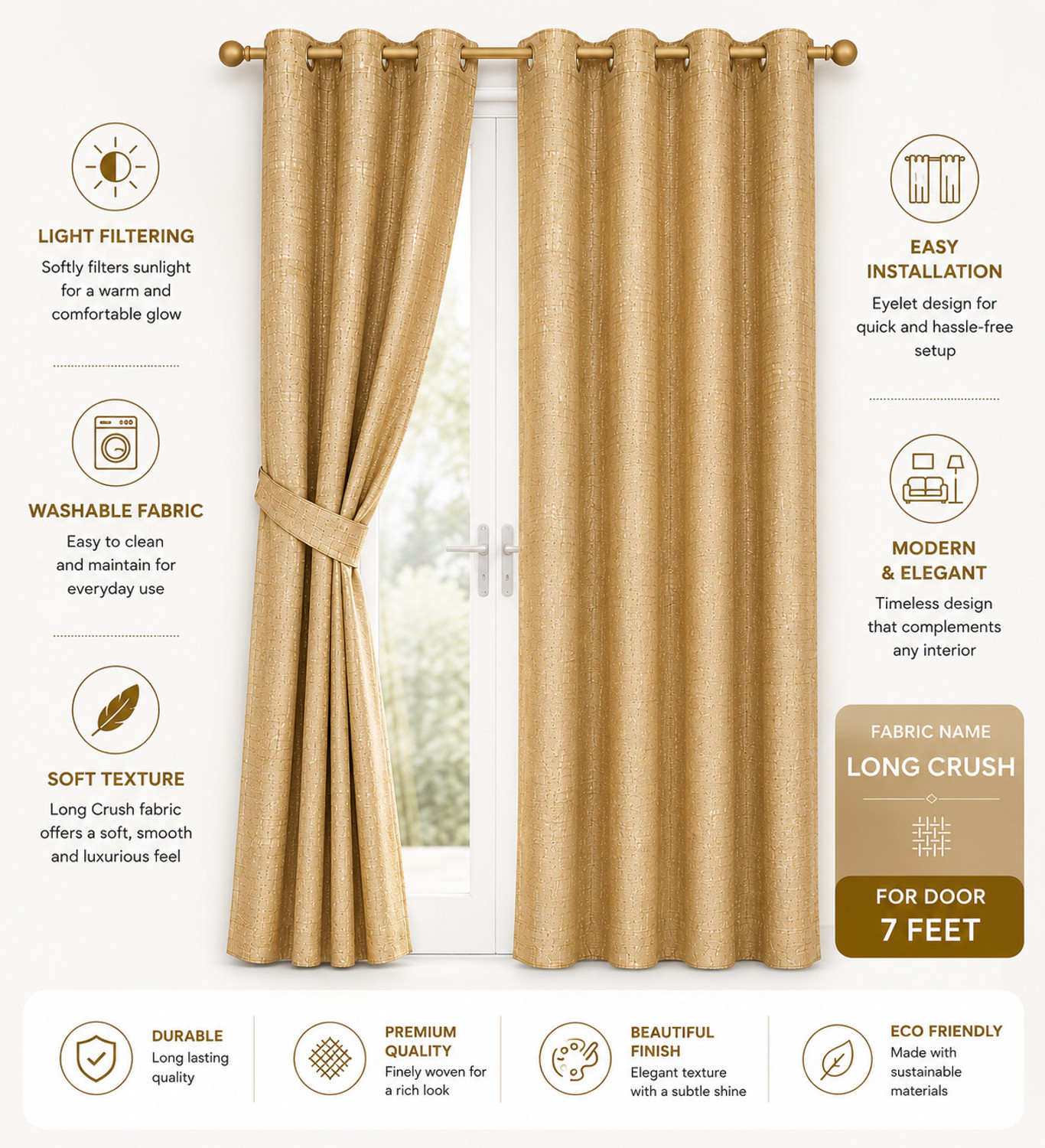Image of GOUTAM ENTERPRISES 274 cm (9 ft) Long Door Polyester Room Darkening Curtain (Pack Of 2)