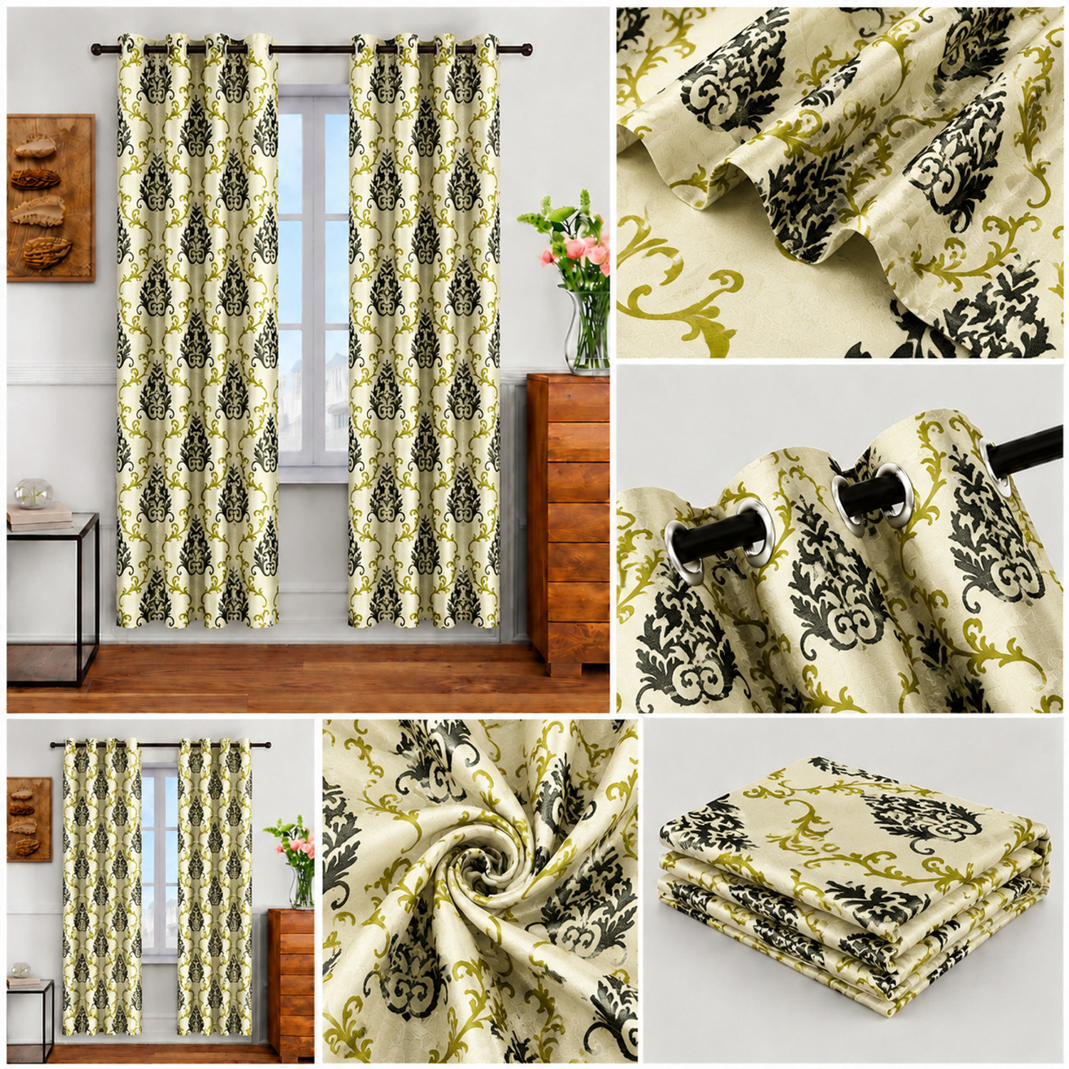 Image of Cortina 150 cm (5 ft) Window Polyester Semi Transparent Curtain (Pack Of 2)