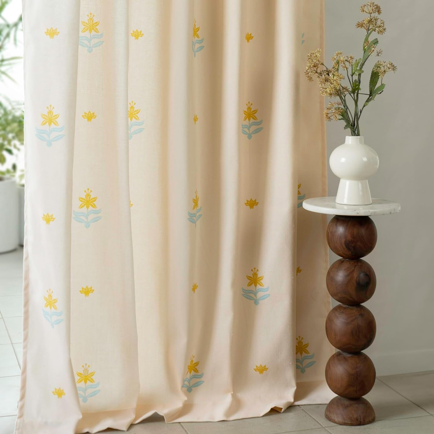 Image of Tranquebar Curtain Co. 152 cm (5 ft) Window Cotton Room Darkening Curtain (Pack Of 2)