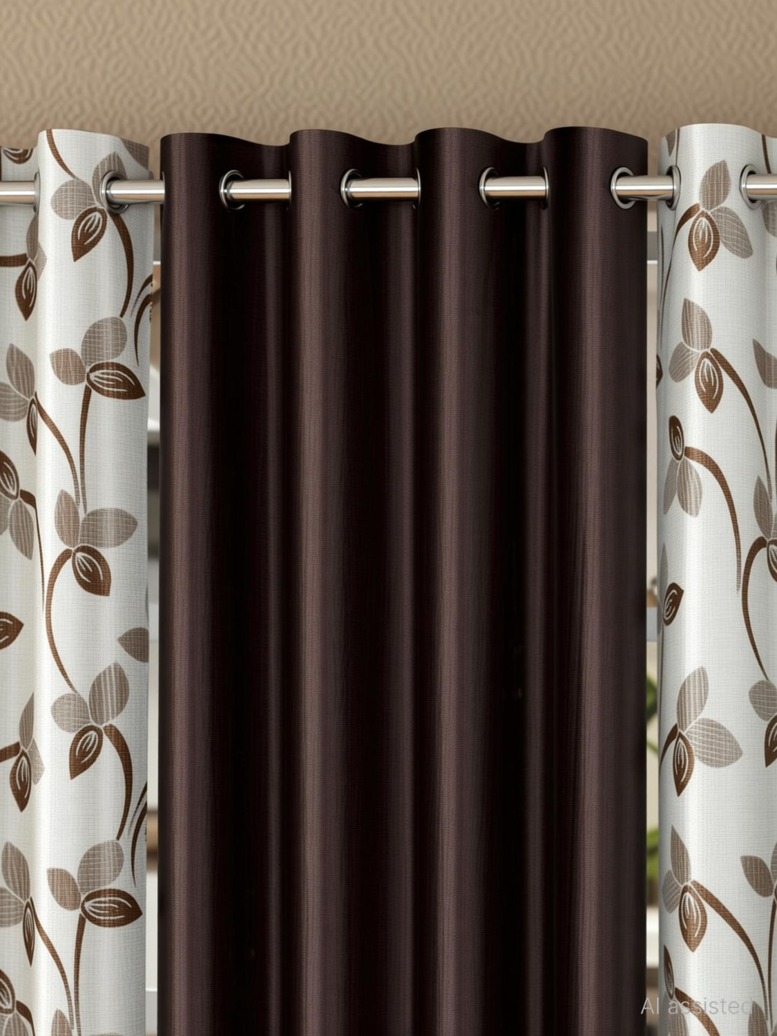 Image of kiara Creations 213 cm (7 ft) Door Polyester Semi Transparent Curtain (Pack Of 3)