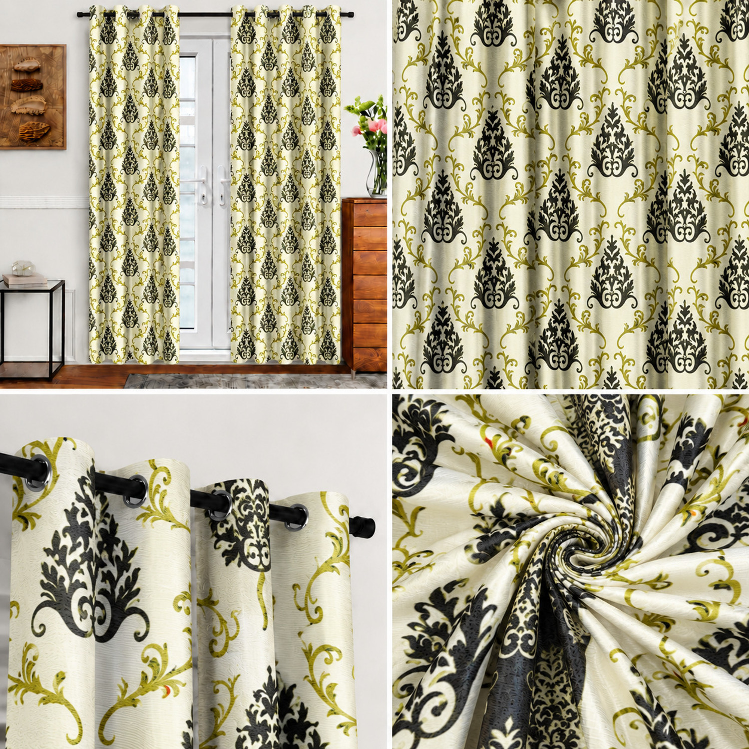 Image of Cortina 150 cm (5 ft) Window Polyester Semi Transparent Curtain (Pack Of 2)