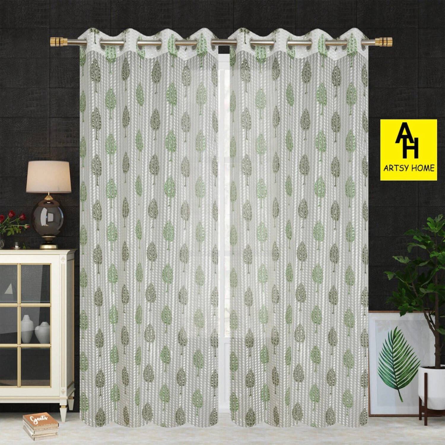 BANAVY 275 cm (9 ft) Long Door Tissue, Net Semi Transparent Curtain (Pack Of 2)