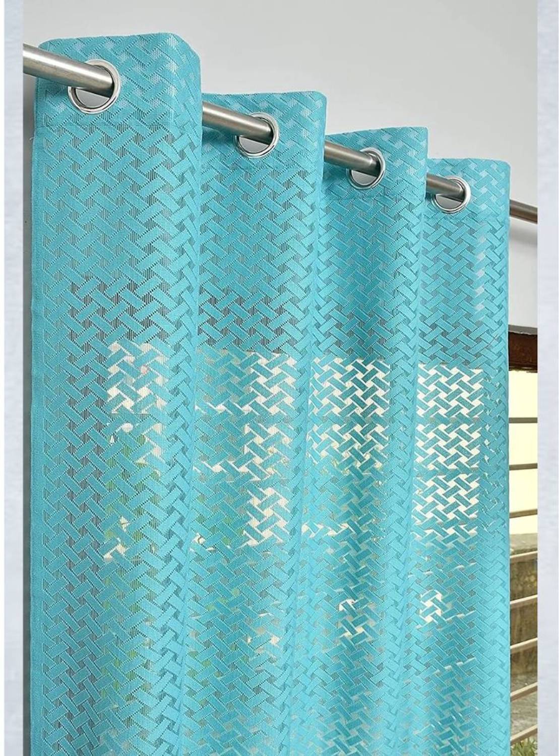ABODRIC 213 cm (7 ft) Door Polyester Semi Transparent Curtain (Pack Of 2)