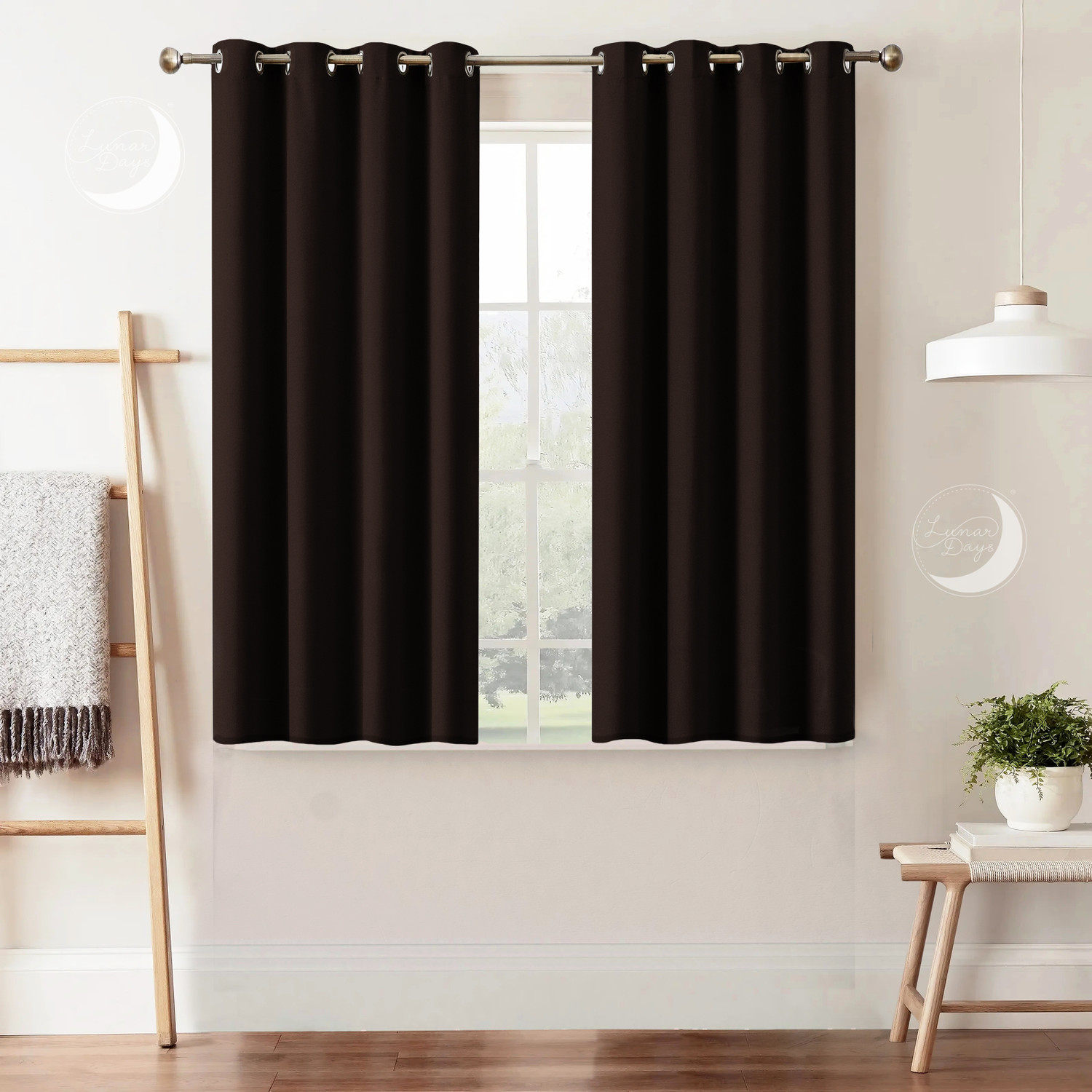 Image of Lunar Days 152.4 cm (5 ft) Window Polyester Blackout Curtain (Pack Of 2)