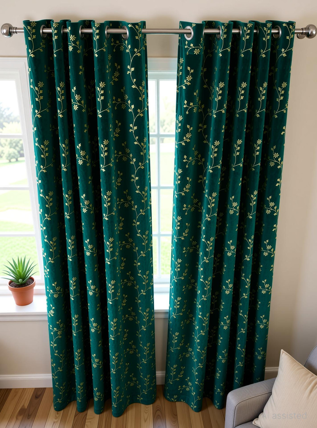 Image of Arick Home 153 cm (5 ft) Window Velvet Room Darkening Curtain (Pack Of 2)