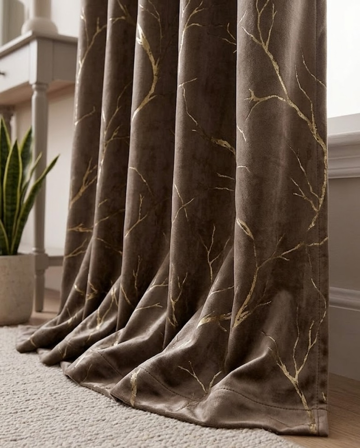 Image of WovenWindows 213 cm (7 ft) Door Velvet Room Darkening Curtain (Pack Of 2)