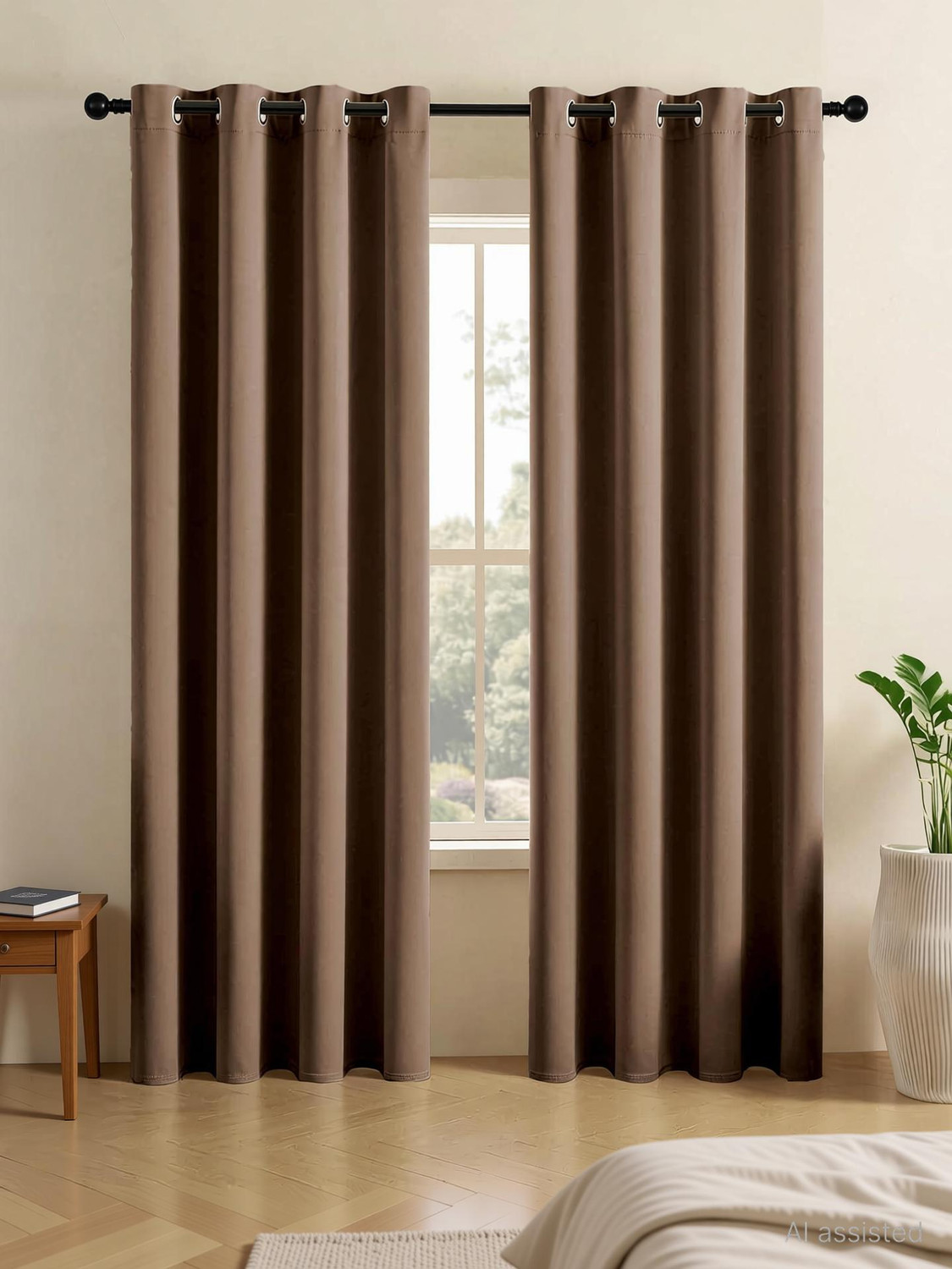 Image of LINENWALAS 274.32 cm (9 ft) Long Door Polyester Blackout Curtain (Pack Of 2)