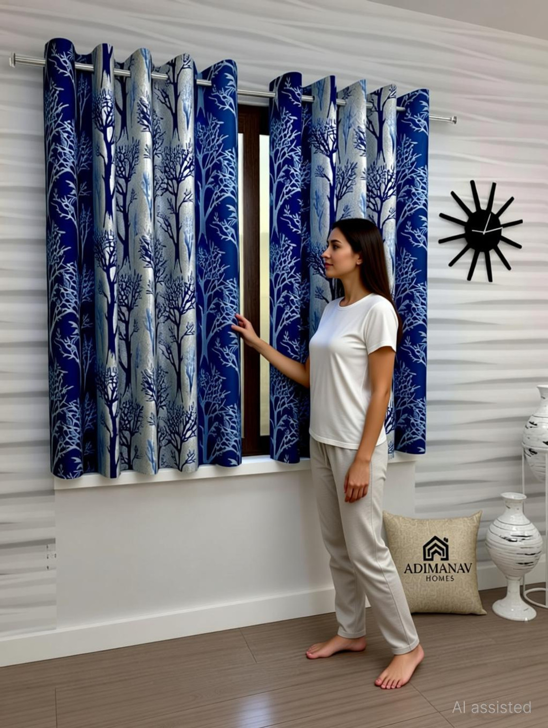 Image of Adimanav 152.4 cm (5 ft) Window Polyester Semi Transparent Curtain (Pack Of 2)