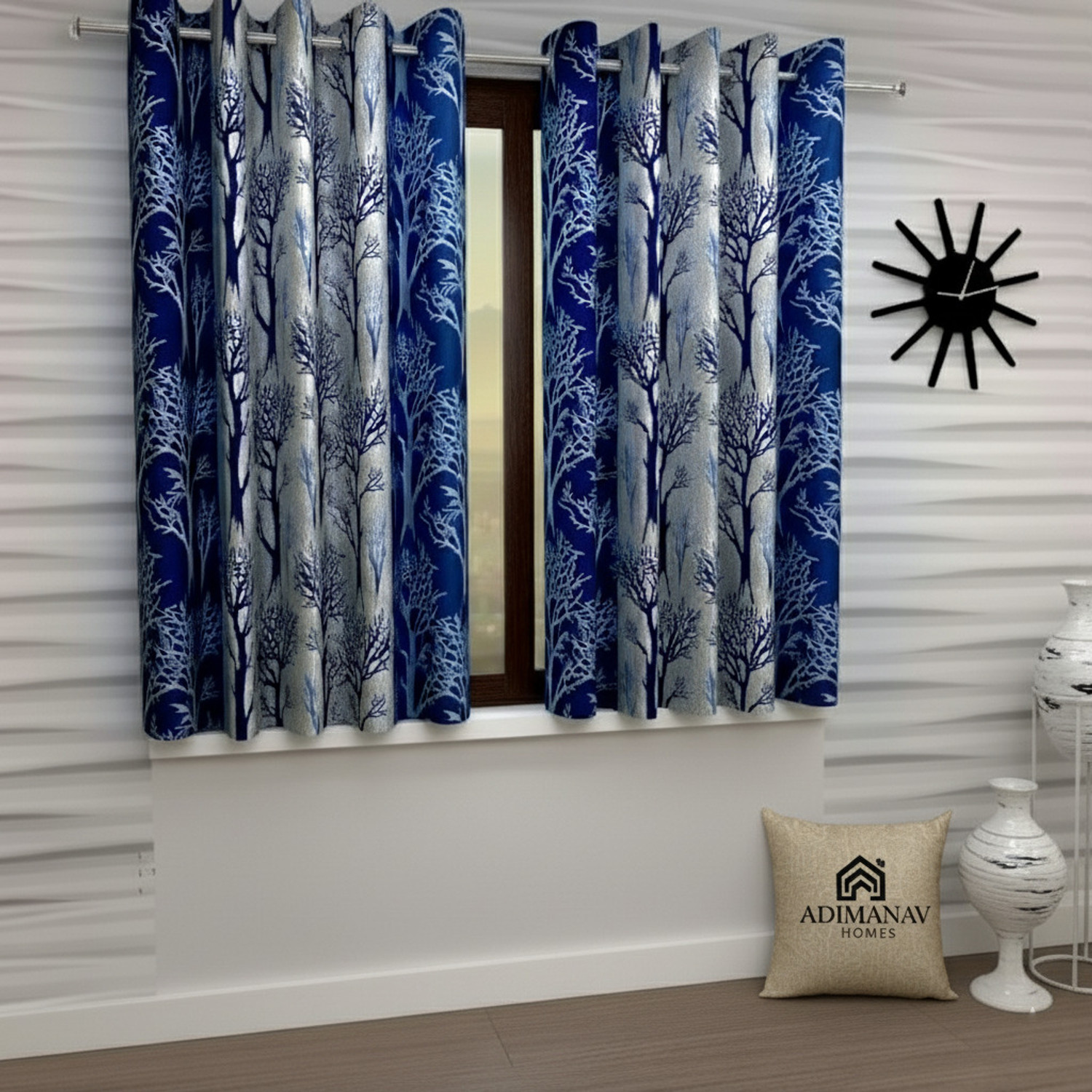 Image of Adimanav 152.4 cm (5 ft) Window Polyester Semi Transparent Curtain (Pack Of 2)