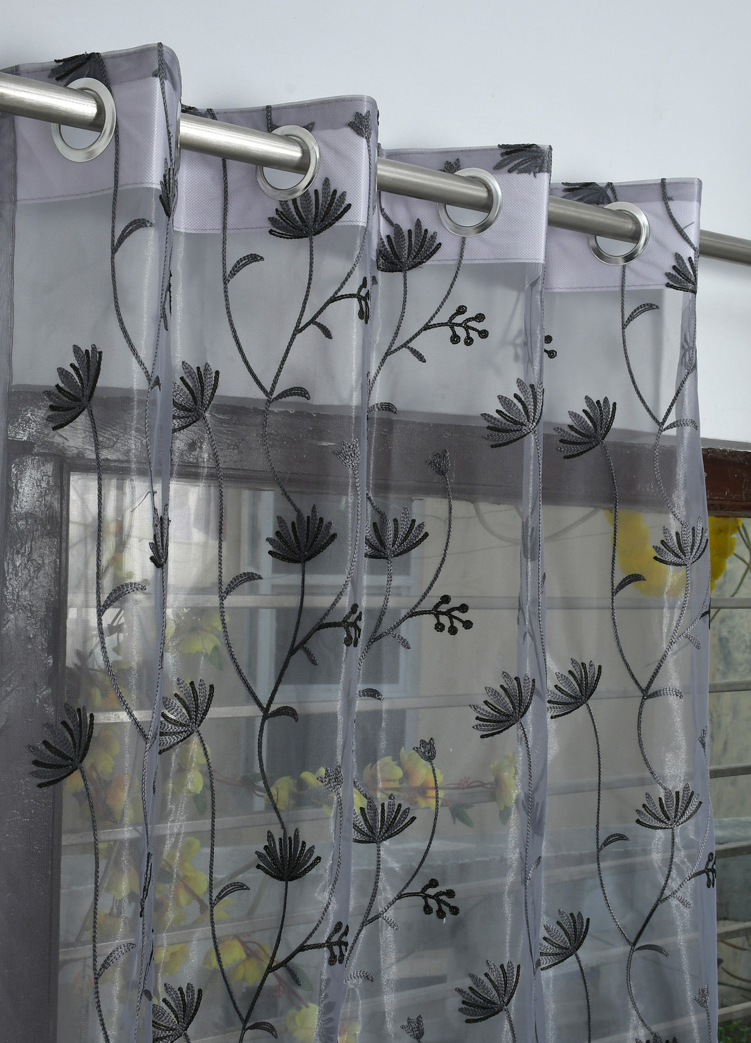 Image of Brand Roots 214 cm (7 ft) Door Net Transparent Curtain (Pack Of 2)