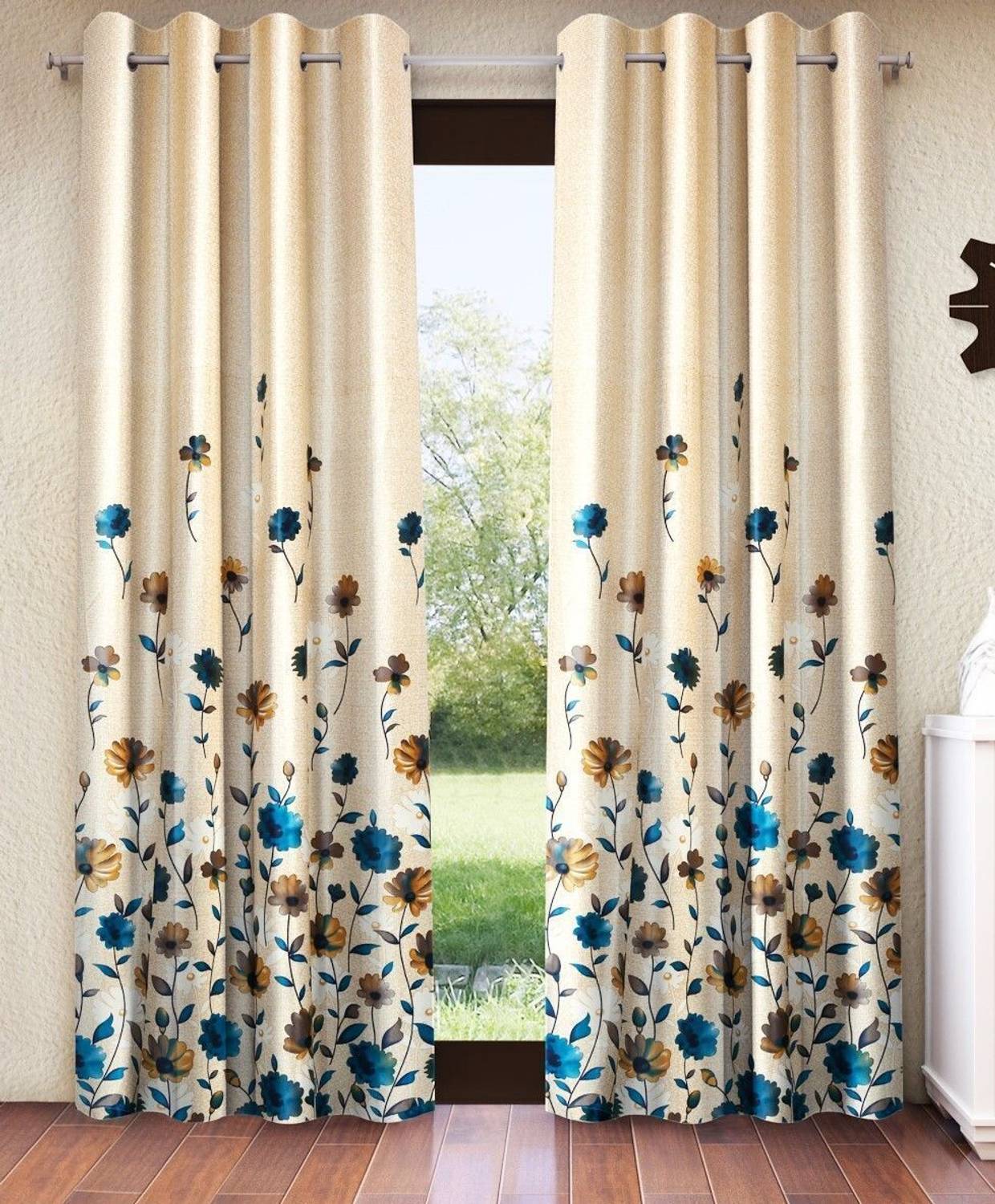 Home Sizzler 274 cm (9 ft) Long Door Polyester Semi Transparent Curtain (Pack Of 2)