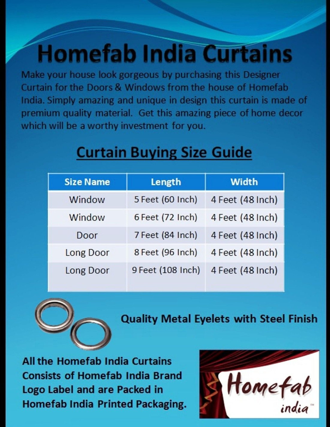 Image of Homefab India 244 cm (8 ft) Long Door Polyester Semi Transparent Curtain (Pack Of 2)