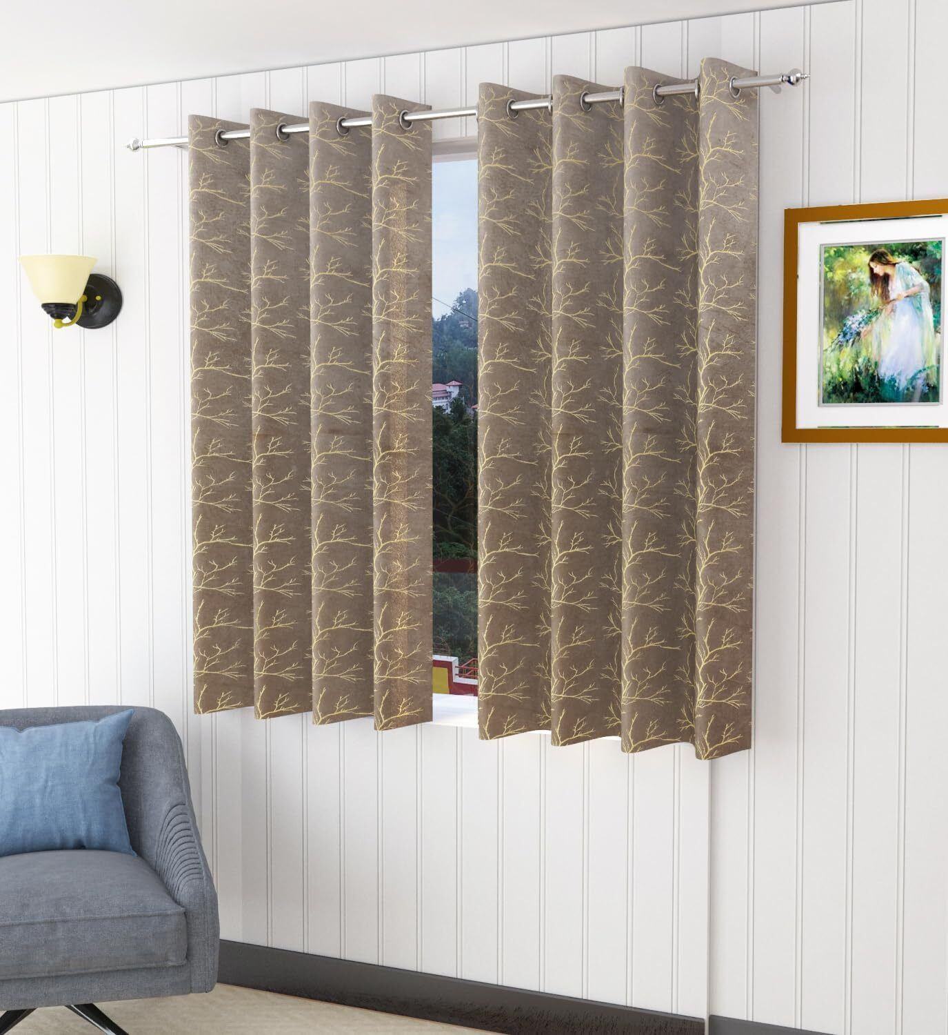 Image of Home Sazawat 213 cm (7 ft) Door Velvet Room Darkening Curtain (Pack Of 2)