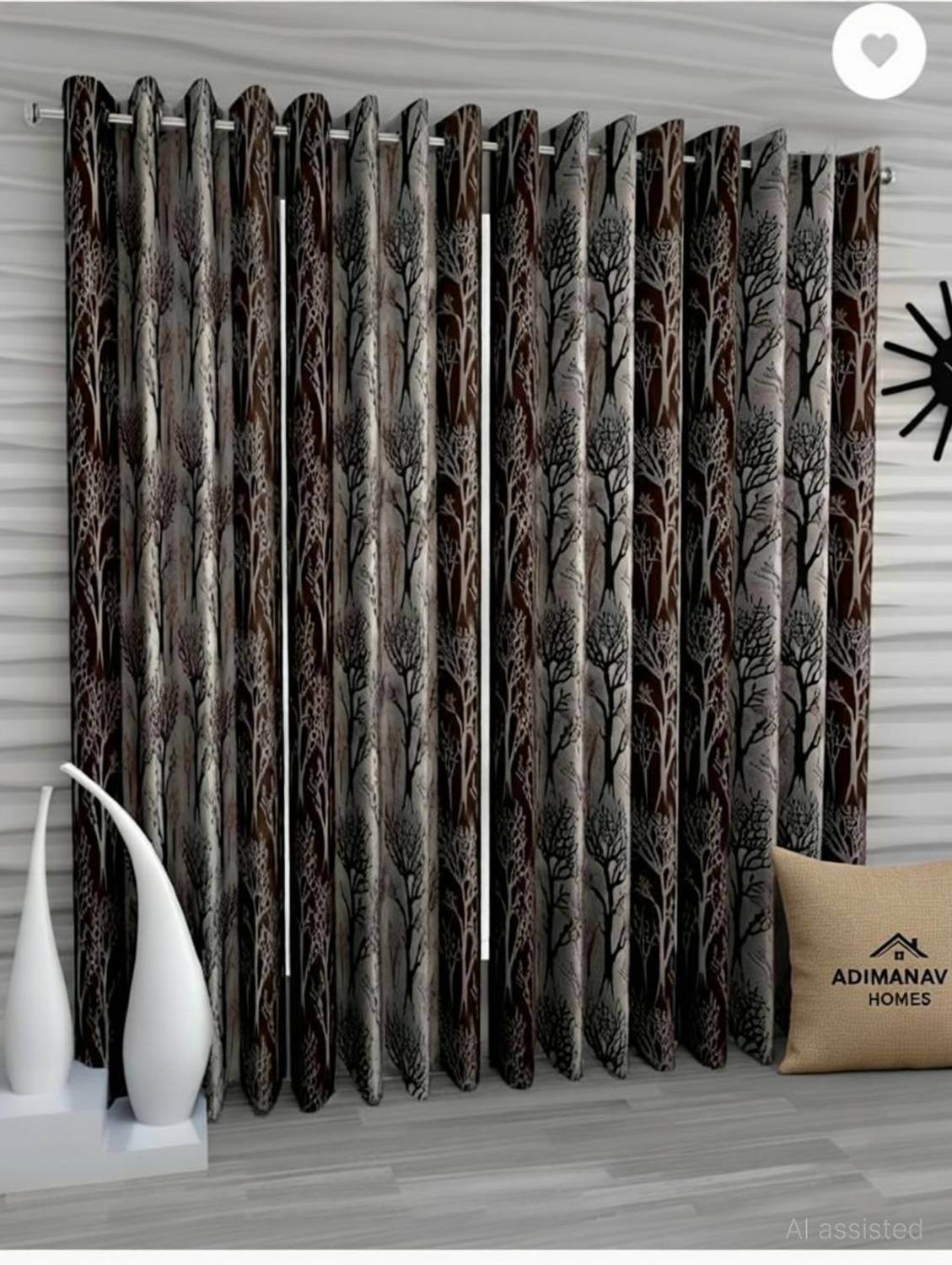 Adimanav 274.32 cm (9 ft) Long Door Polyester Semi Transparent Curtain (Pack Of 4)