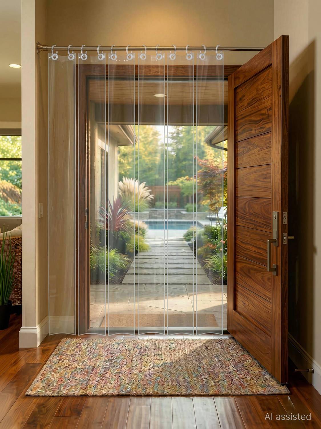Zyraan 7 ft PVC Transparent Door Curtain - Image 2