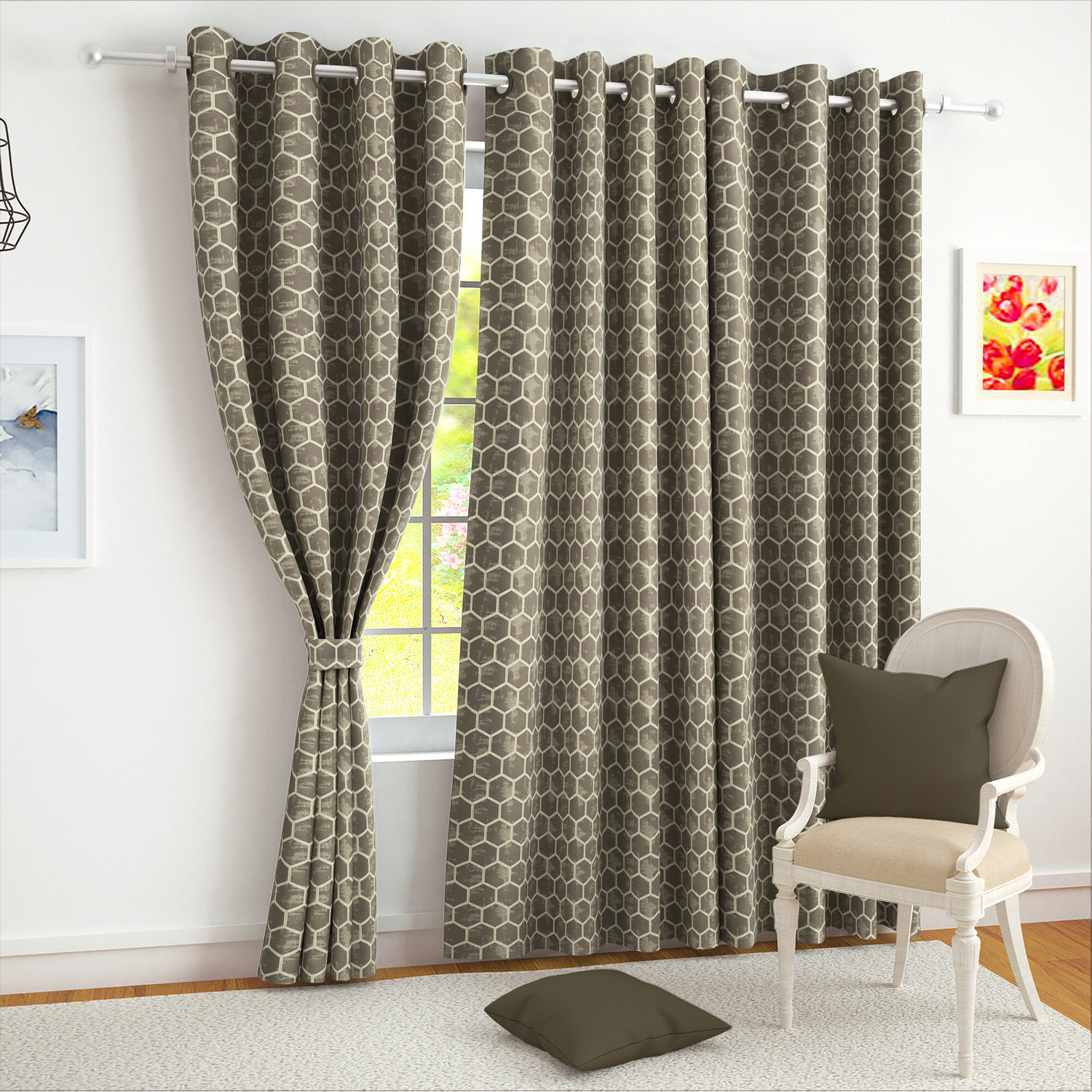 Image of Story@home 275 cm (9 ft) Long Door Jacquard Room Darkening Curtain Single Curtain