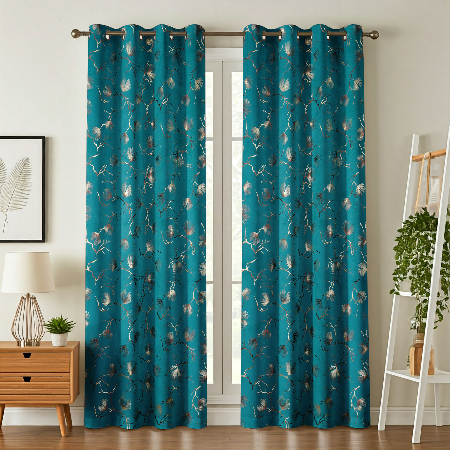 Image of Hanu Craft 213 cm (7 ft) Door Velvet Room Darkening Curtain (Pack Of 2)