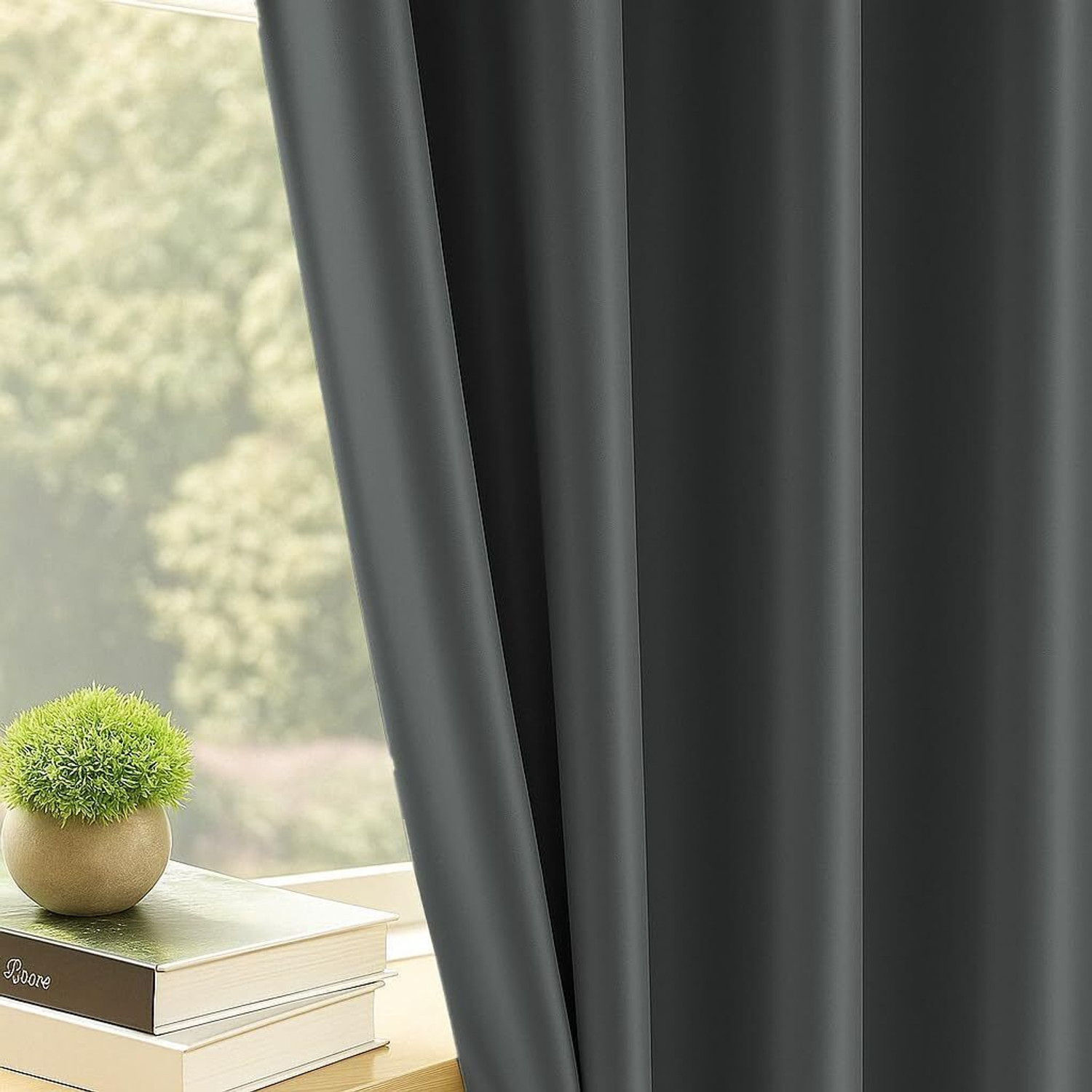 Image of LINENWALAS 152.4 cm (5 ft) Window Polyester Blackout Curtain (Pack Of 2)
