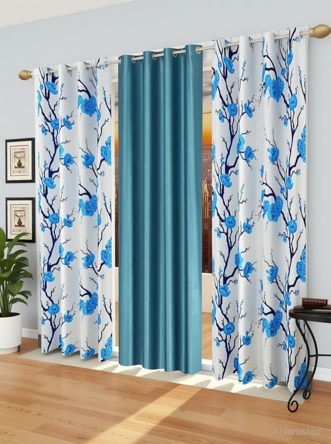Image of Flipkart SmartBuy 214 cm (7 ft) Door Polyester Semi Transparent Curtain (Pack Of 3)
