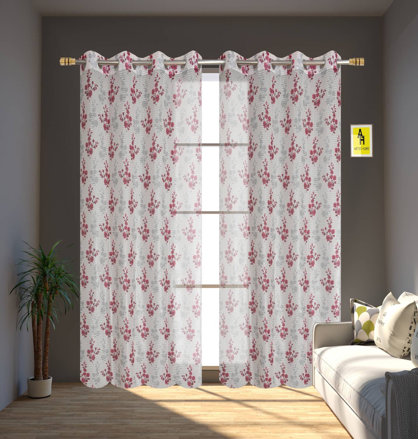 BANAVY 154 cm (5 ft) Window Tissue, Net Room Darkening Curtain (Pack Of 2)