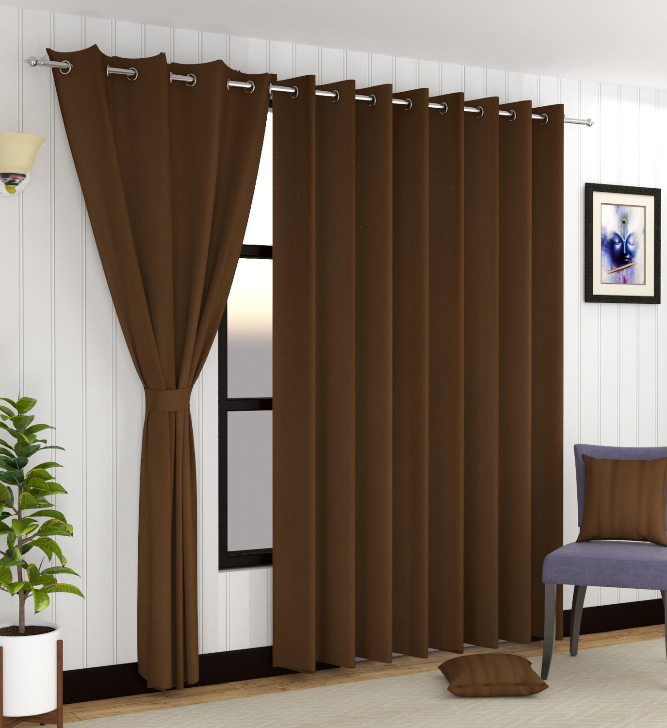Image of Homefab India 182 cm (6 ft) Window Polyester Blackout Curtain (Pack Of 2)