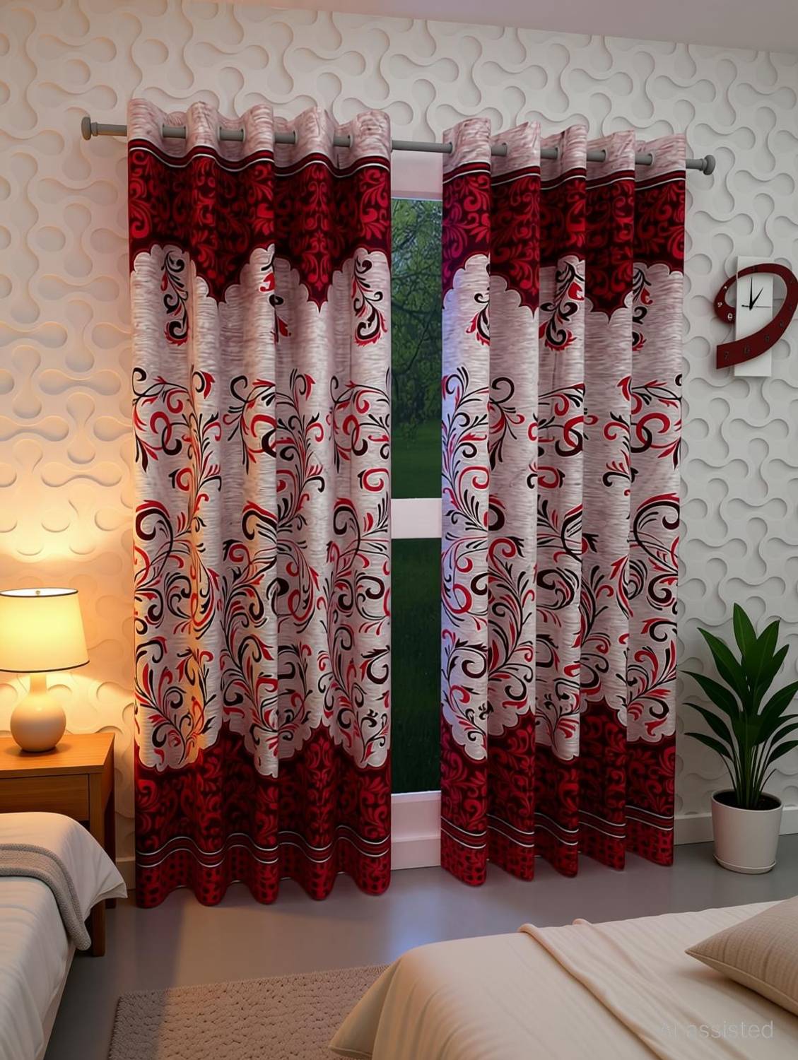Panipat Textile Hub 213 cm (7 ft) Door Polyester Semi Transparent Curtain (Pack Of 4)