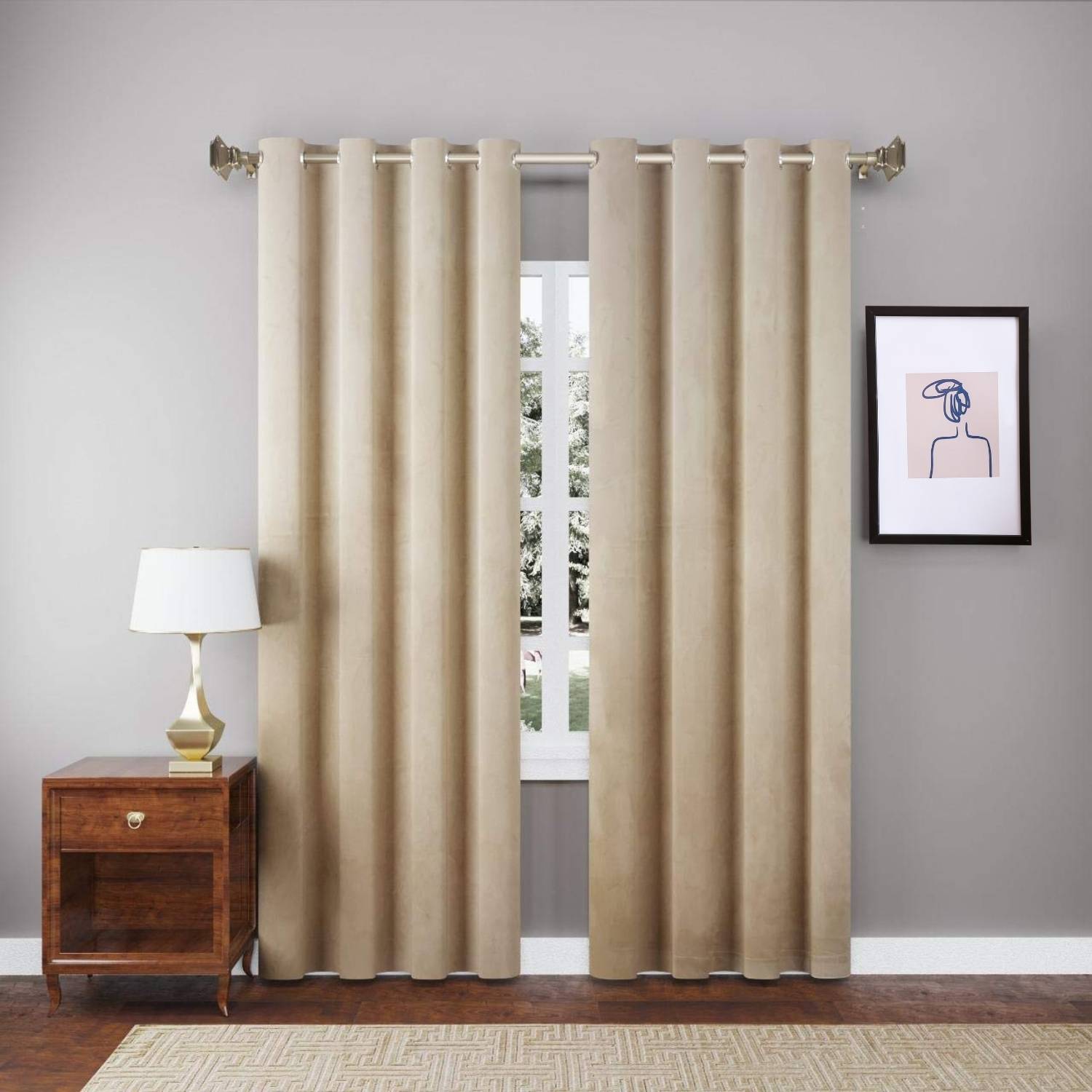 Alvora 213.3 cm (7 ft) Door Velvet Blackout Curtain (Pack Of 2)