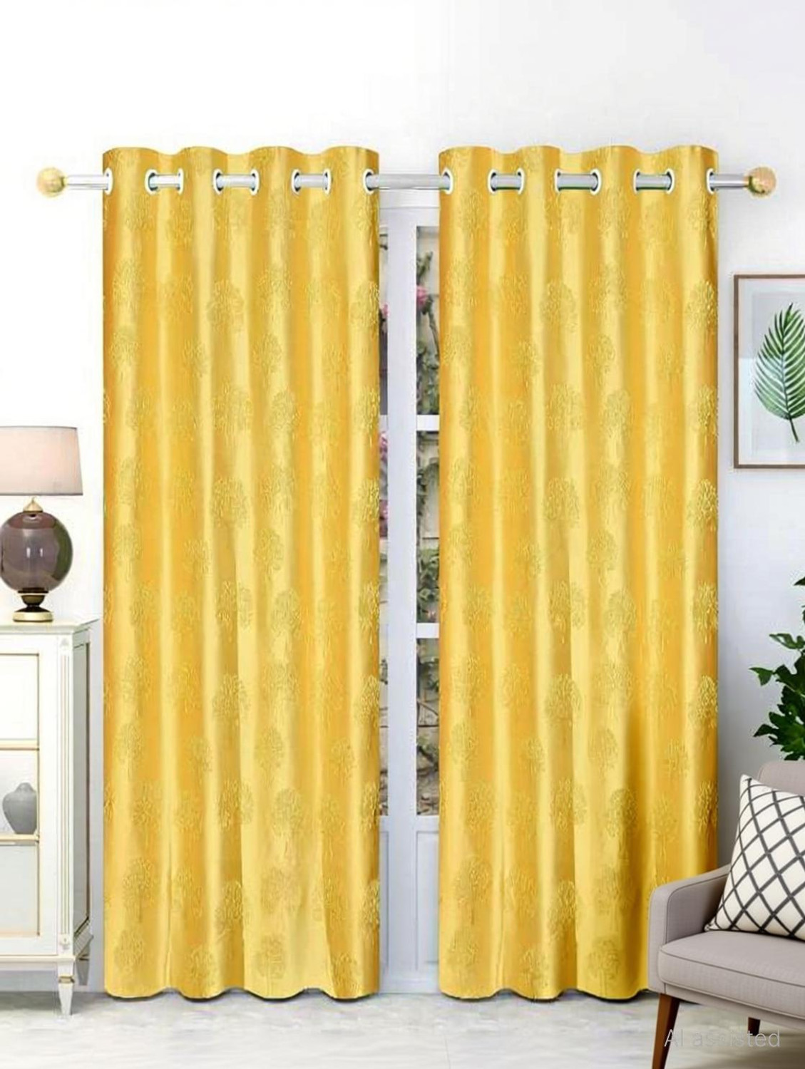 Image of Quibble 152 cm (5 ft) Window Polyester Semi Transparent Curtain (Pack Of 2)