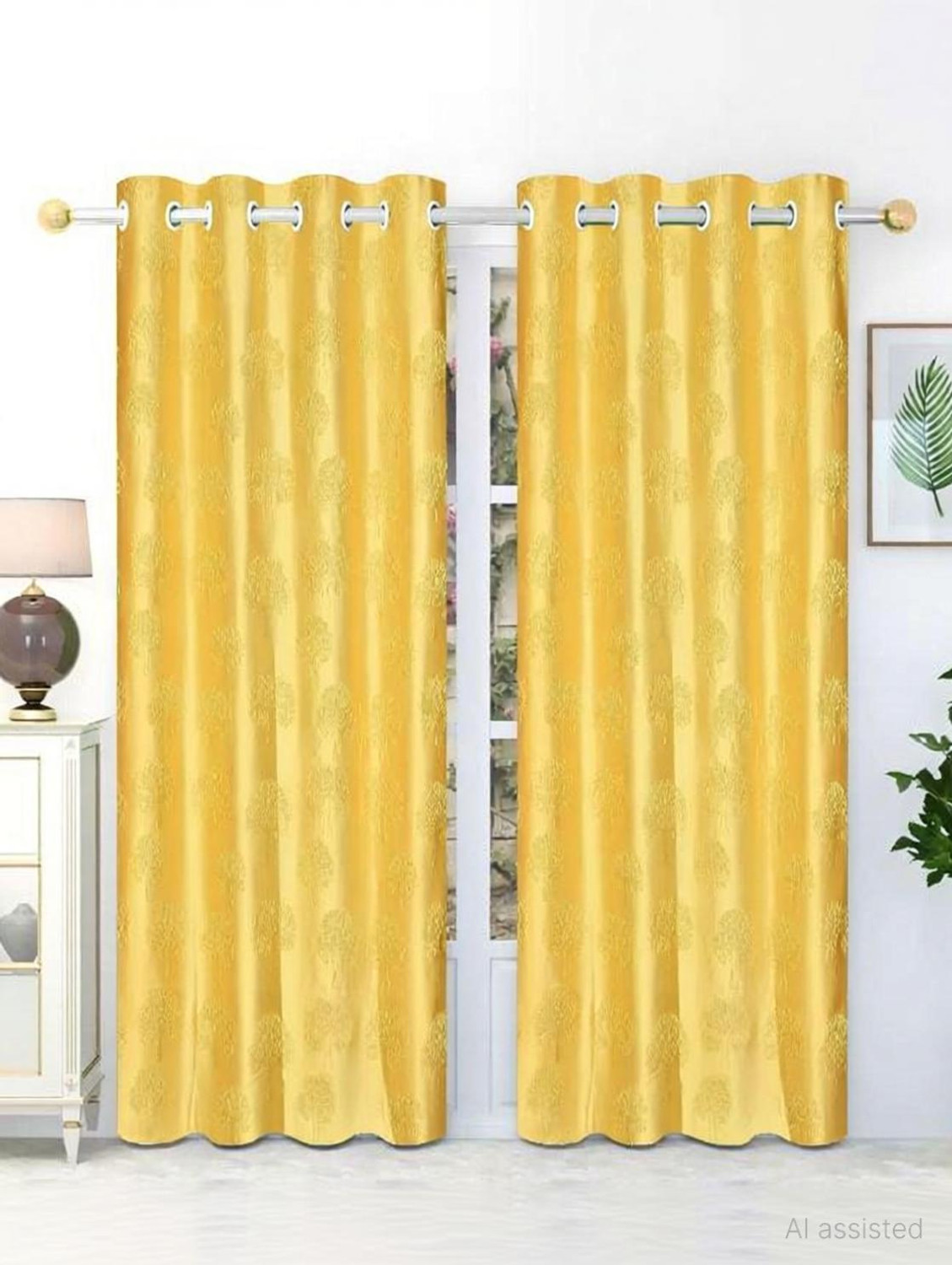 Image of Quibble 152 cm (5 ft) Window Polyester Semi Transparent Curtain (Pack Of 2)