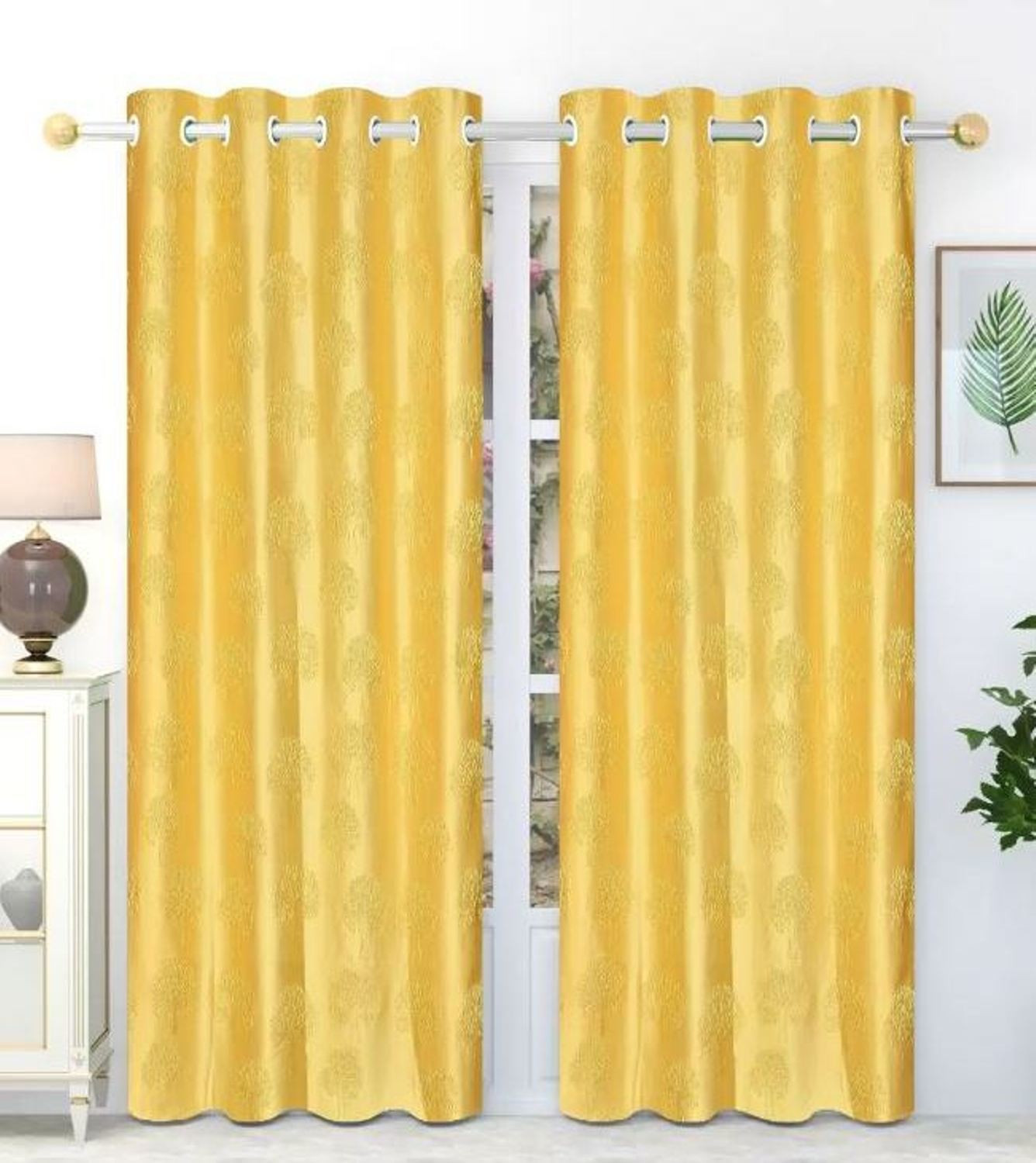 Image of Quibble 152 cm (5 ft) Window Polyester Semi Transparent Curtain (Pack Of 2)
