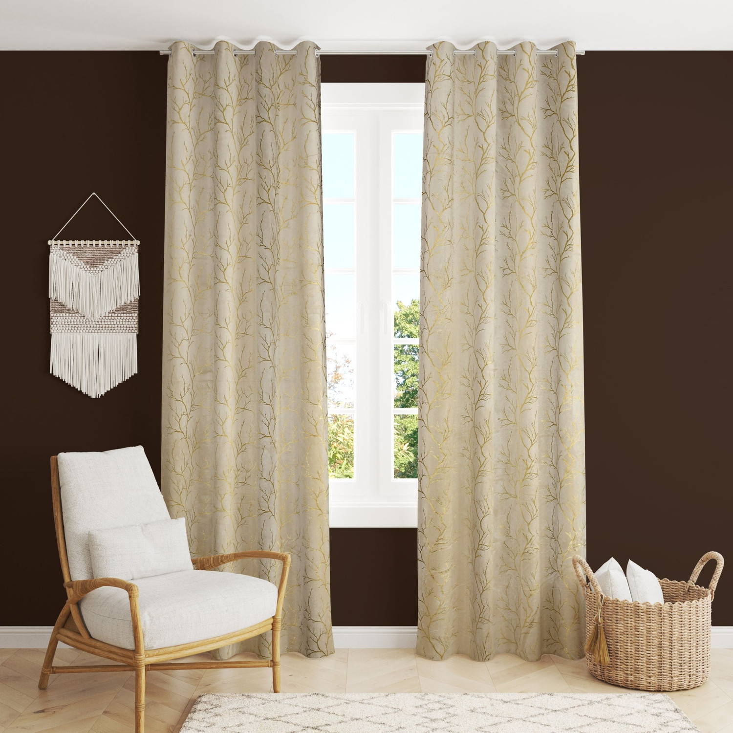 Image of Galaxy Drape 213 cm (7 ft) Door Velvet Room Darkening Curtain (Pack Of 2)