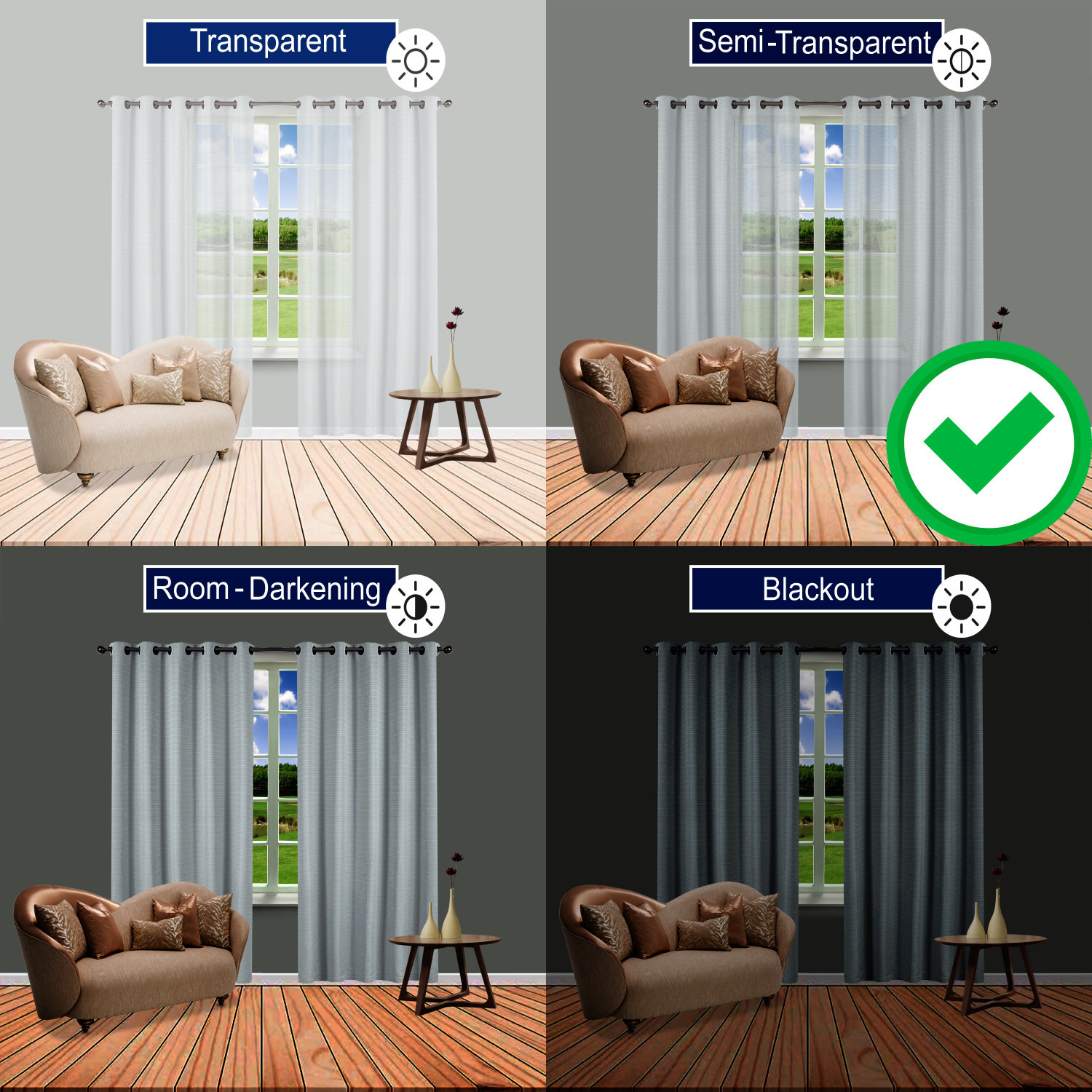 Image of BELLA TRUE 152.4 cm (5 ft) Window Polyester Blackout Curtain (Pack Of 2)