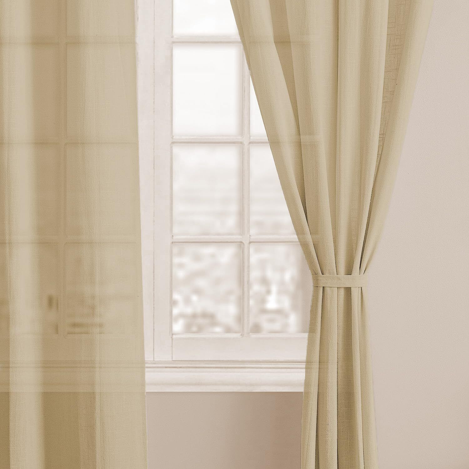 Image of LINENWALAS 213 cm (7 ft) Door Cotton Transparent Curtain (Pack Of 2)
