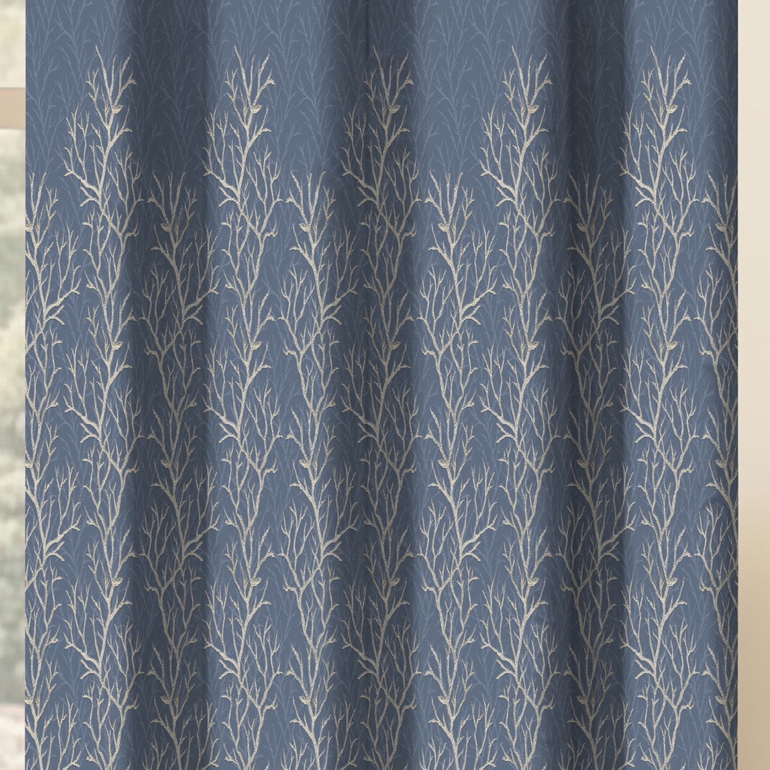 Image of HomeBrew 213.36 cm (7 ft) Door Polyester Room Darkening Curtain (Pack Of 2) (Blue, Printed)
