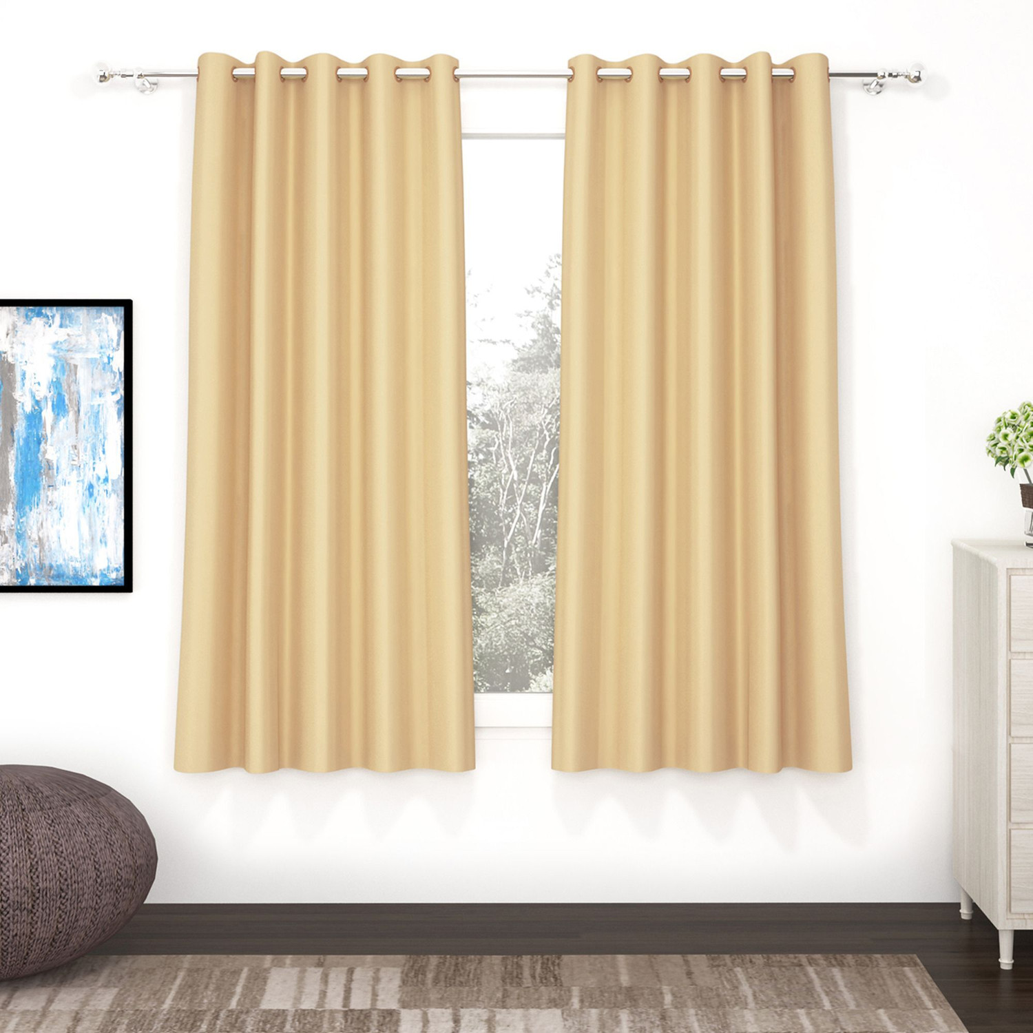Image of Story@home 152 cm (5 ft) Window Polyester, Silk Blackout Curtain (Pack Of 2)