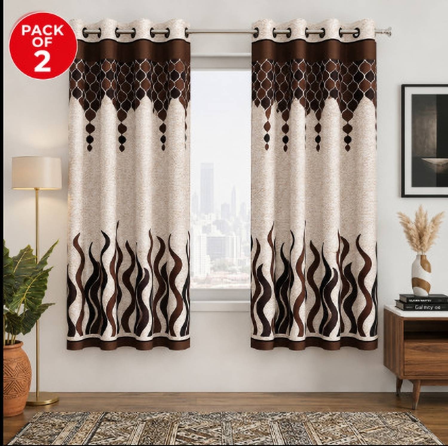 Story@home 152 cm (5 ft) Window Polyester Semi Transparent Curtain (Pack Of 2)