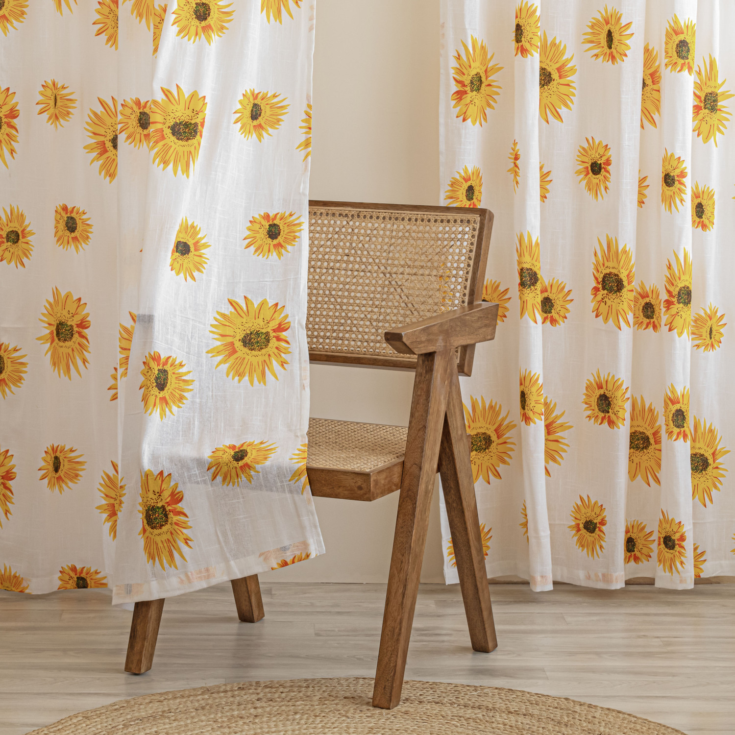 Image of HOMEMONDE 182 cm (6 ft) Window Cotton Transparent Curtain (Pack Of 2)