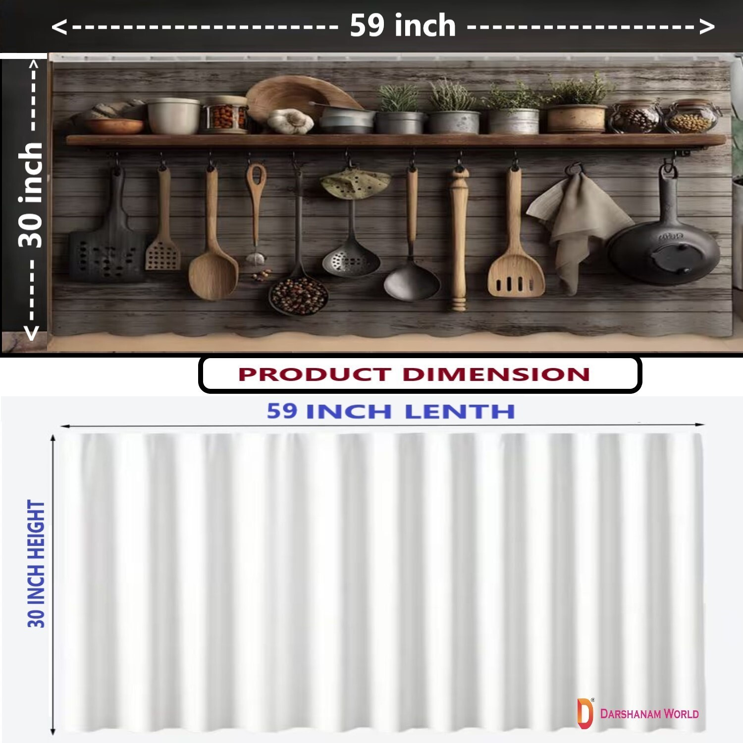 Image of DARSHANAM WORLD 150 cm (5 ft) Kitchen Sink Polyester Semi Transparent Curtain Single Curtain