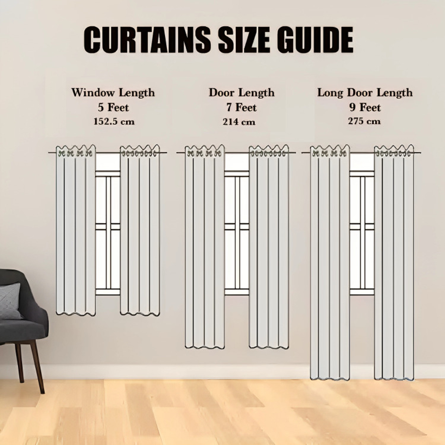 Image of Kanodia Poly Fab 152.4 cm (5 ft) Window Polyester Semi Transparent Curtain (Pack Of 3)