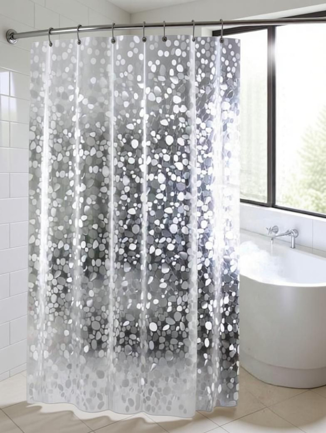Image of CASA FURNISHING 213 cm (7 ft) Shower PVC Curtain Single Curtain
